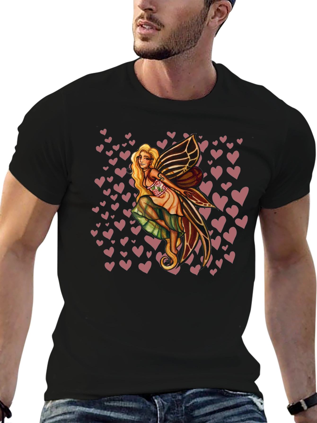 Black Fairy Heart Tee - Black Graphic T-Shirt view 6