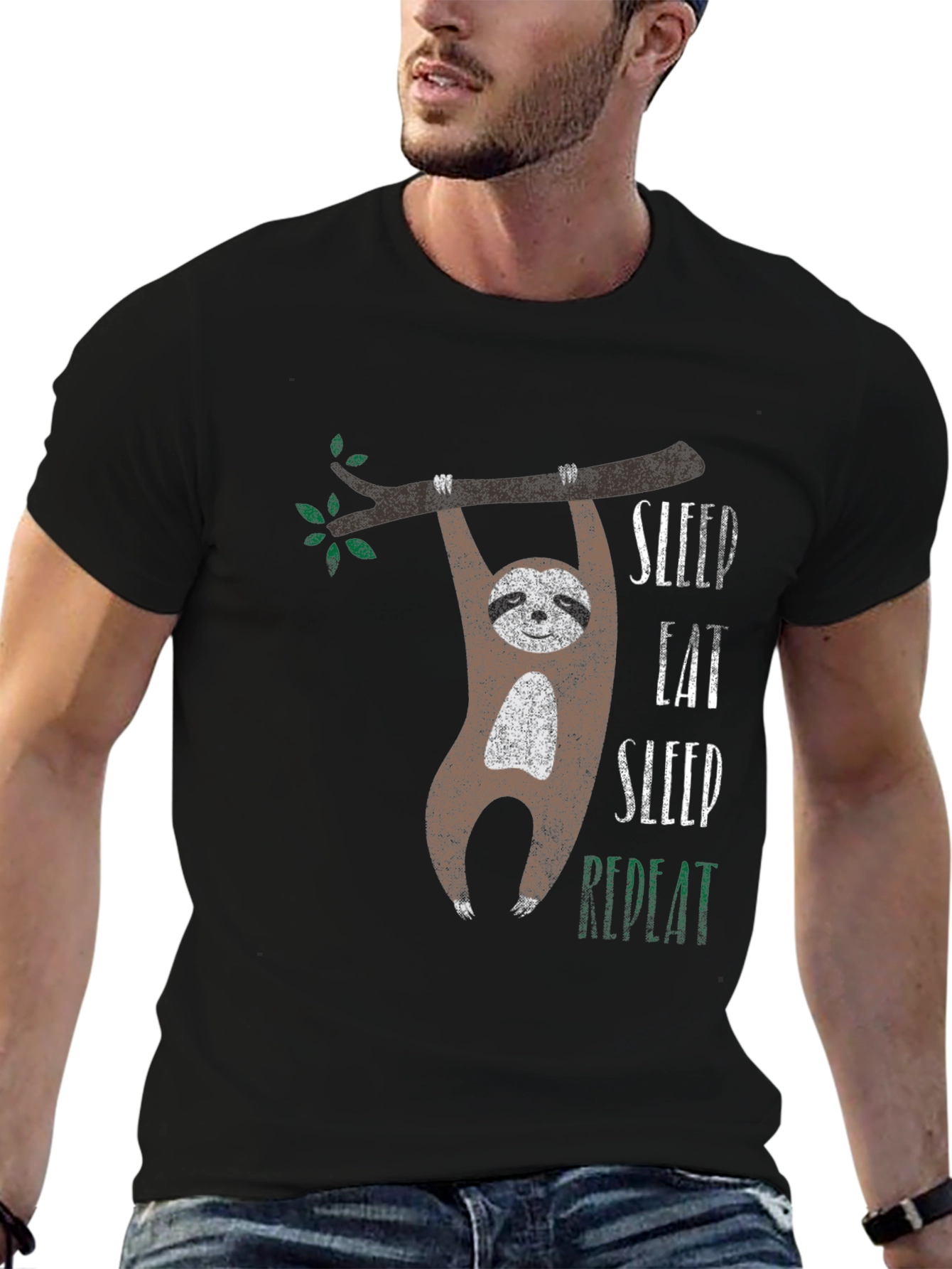 Black Sleep Eat Sloth T-Shirt view 6