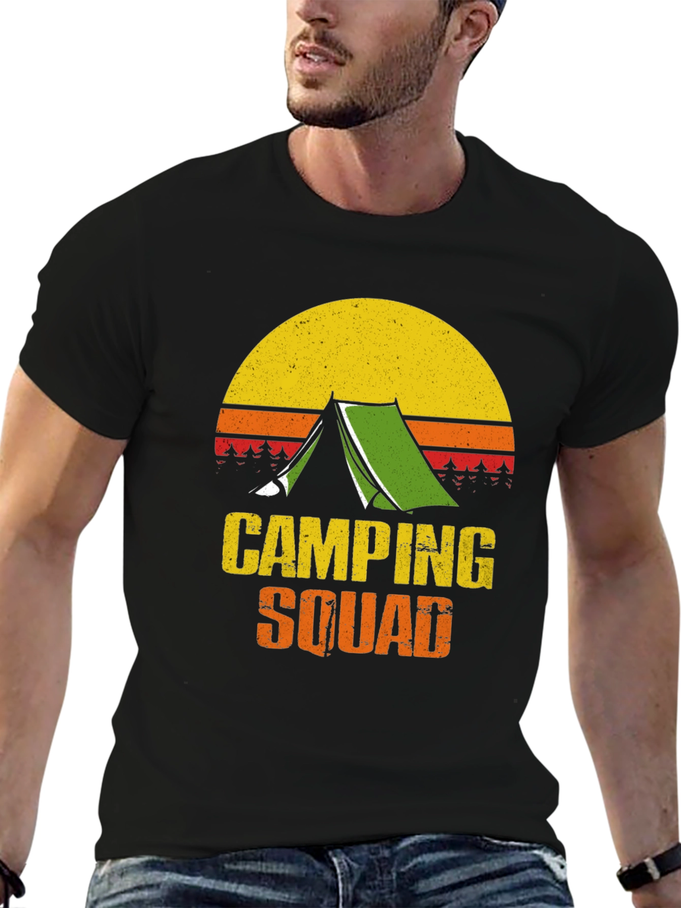 Black Camping Squad T-Shirt - Outdoor Adventure Tee view 6