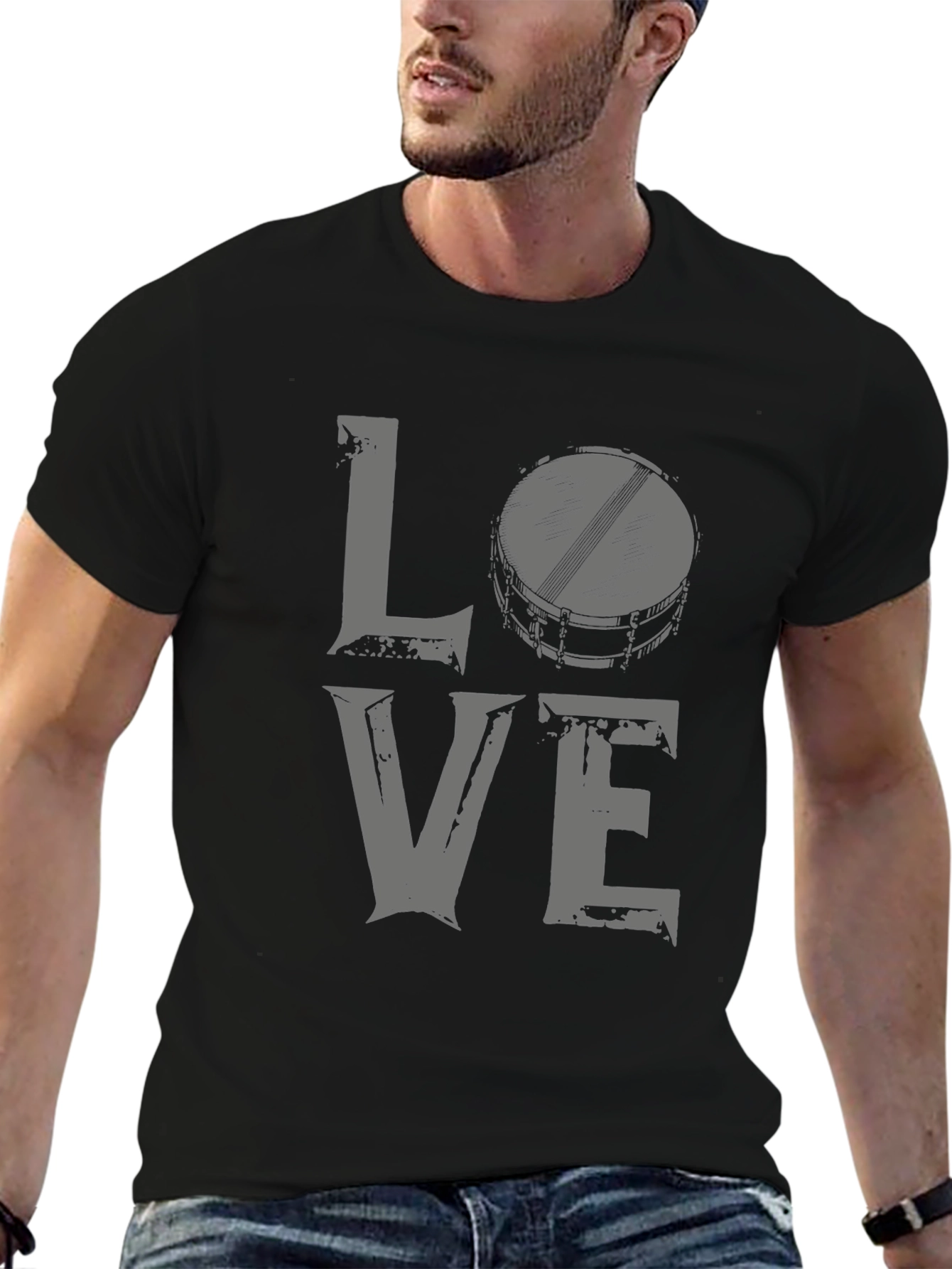Black Love Drums Graphic Tee - Black Cotton Blend view 6