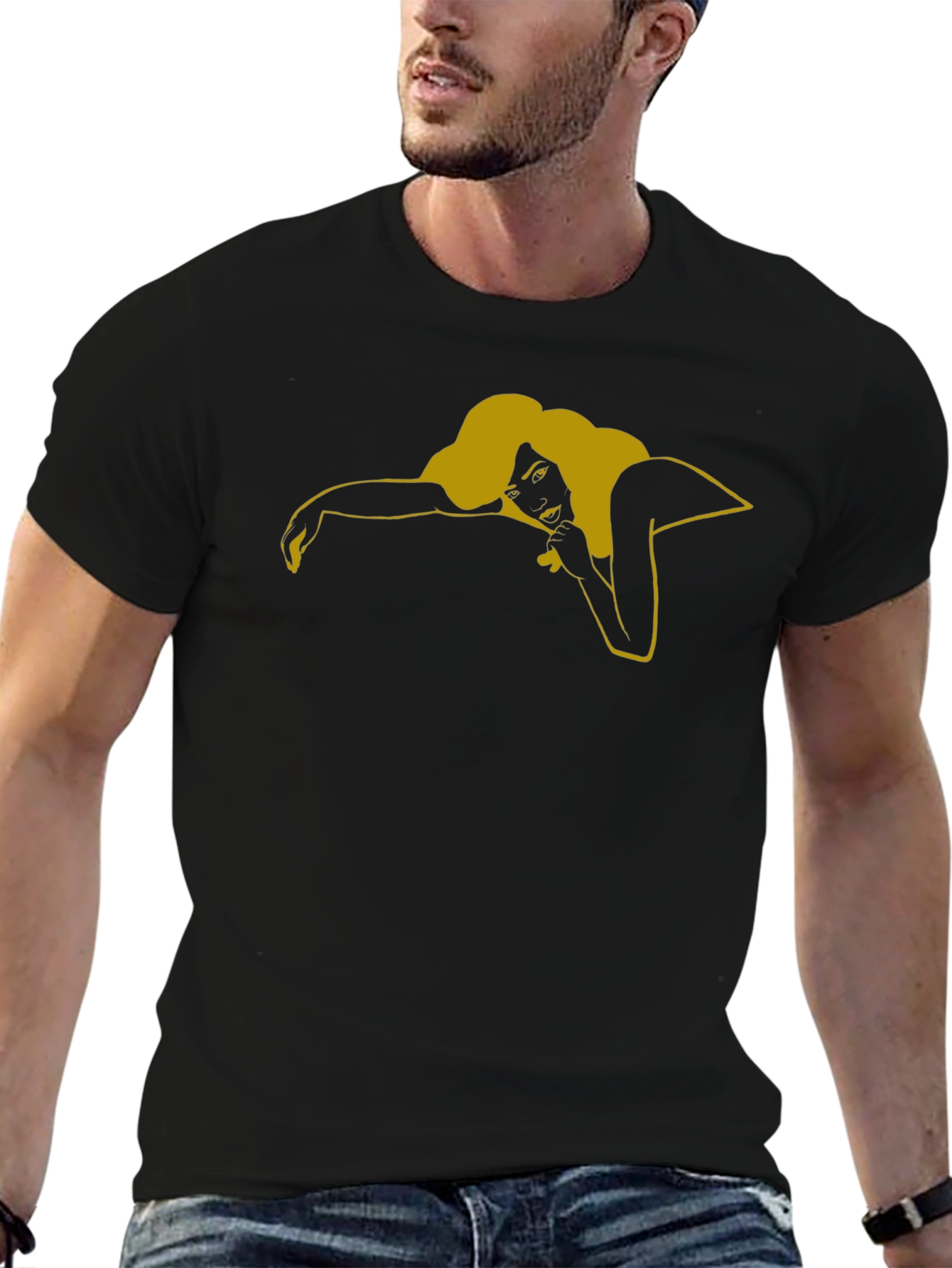 Black Black T-Shirt with Graphic Woman Design view 6