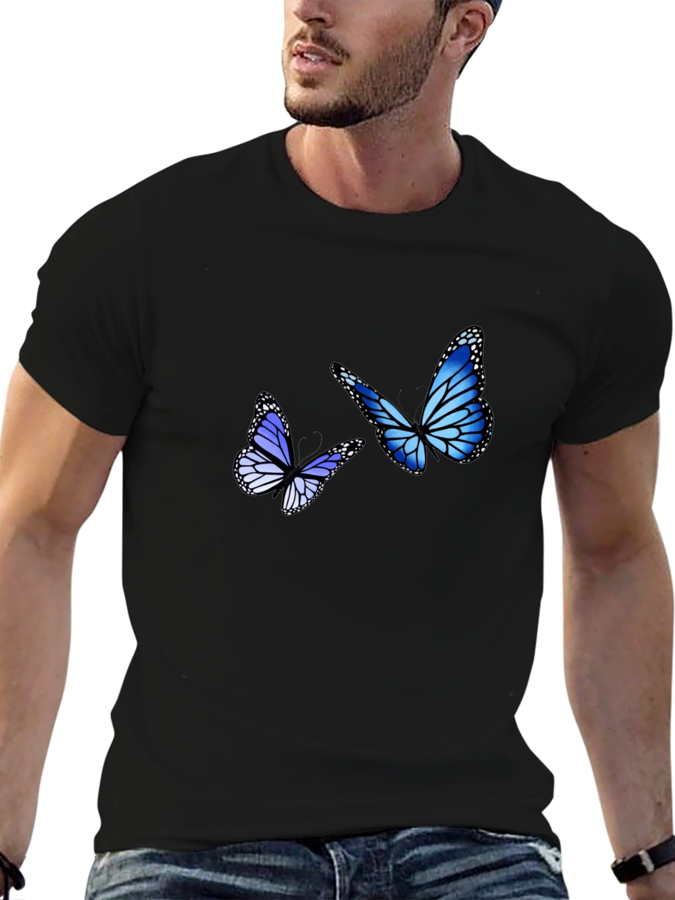 Black Blue Butterfly Graphic Tee view 6