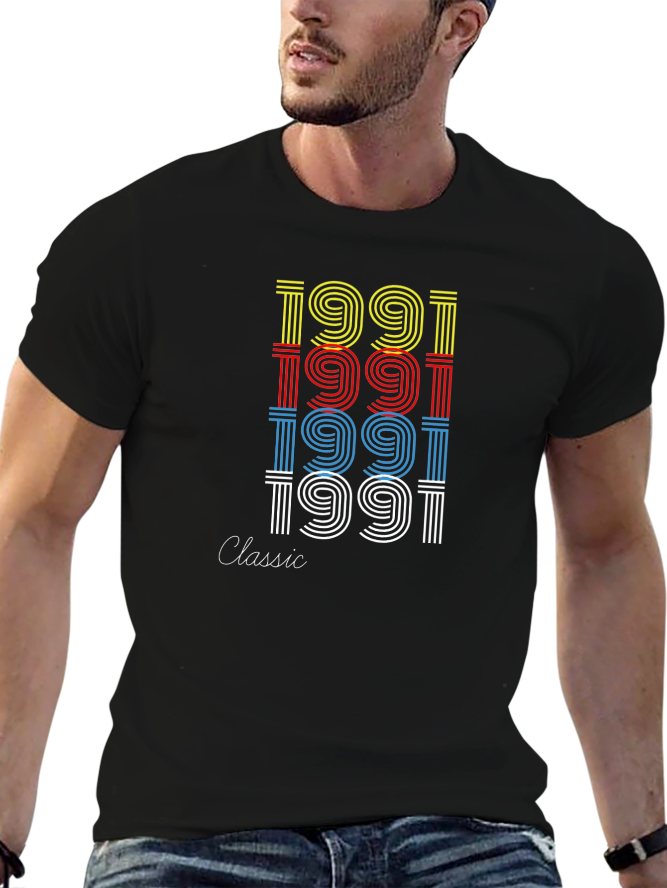 Black Retro 1991 Classic Graphic Tee view 6