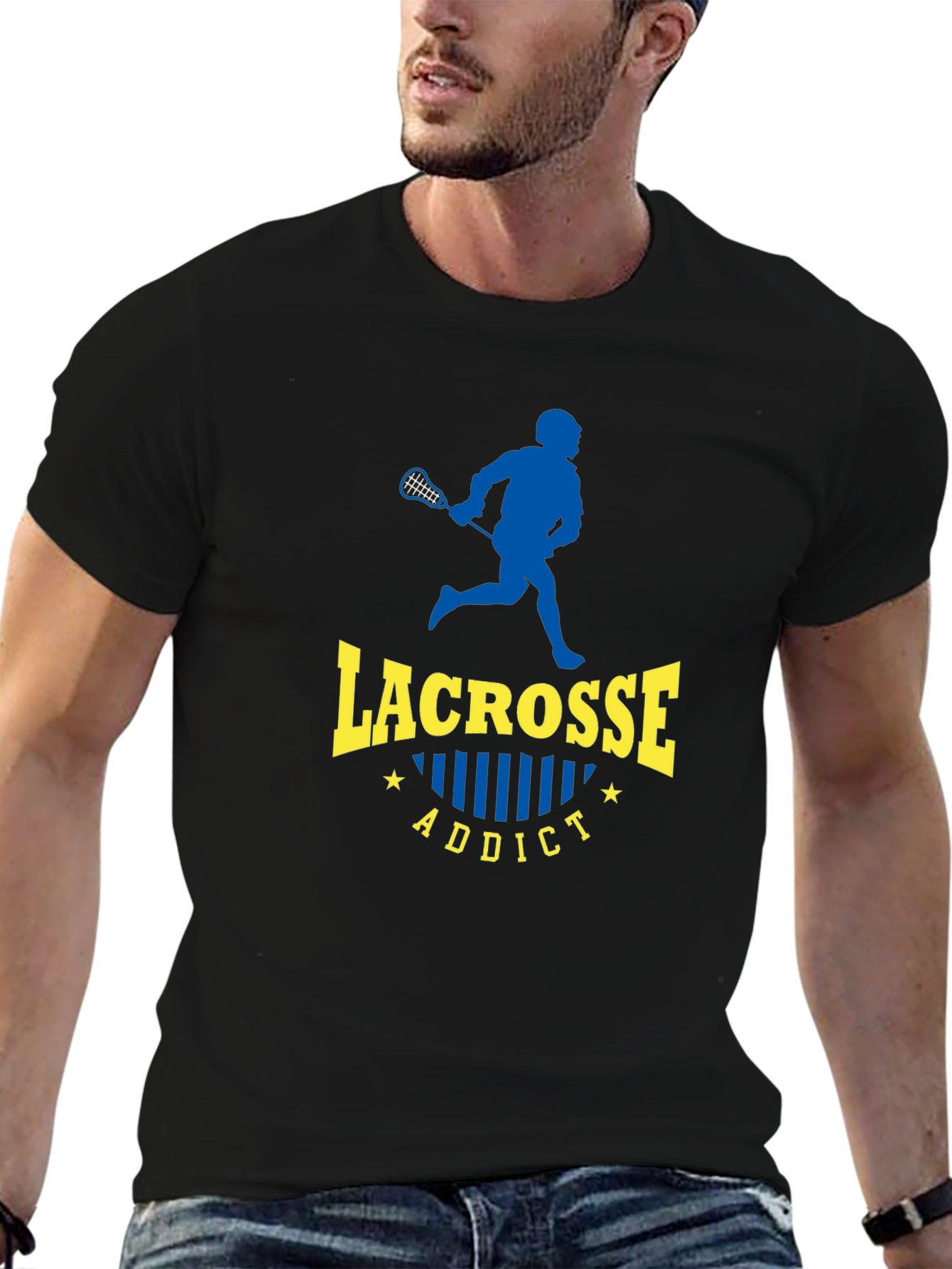 Black Lacrosse Addict Black T-Shirt view 6