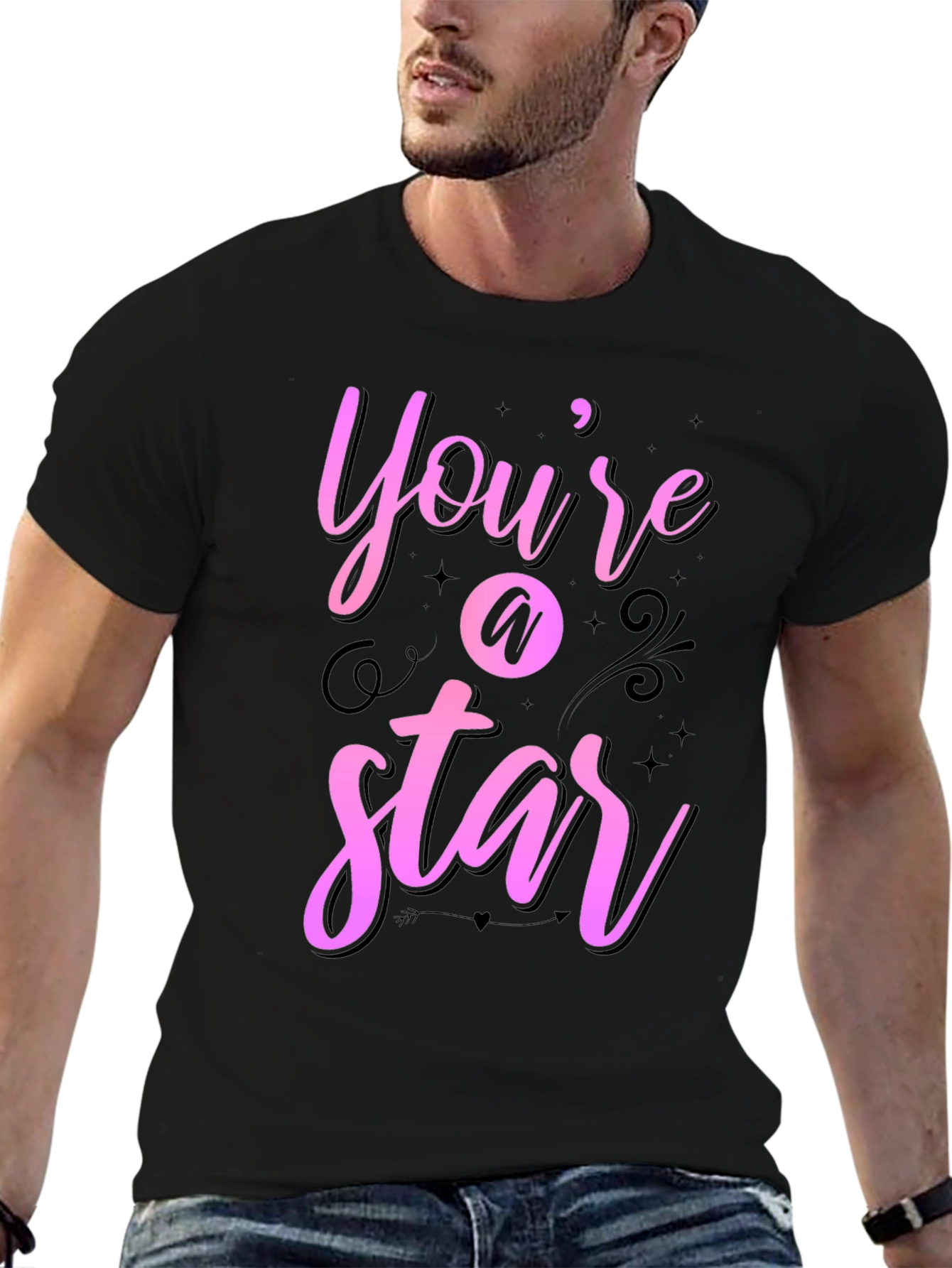 Black You're A Star Graphic Tee - Black Casual Shirt view 6