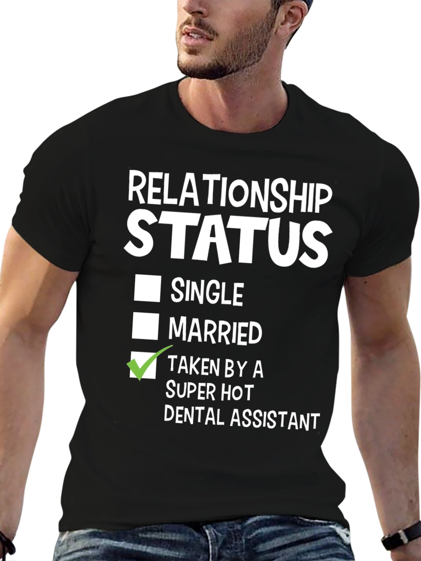Black Funny Relationship Status Dental Assistant T-Shirt view 6