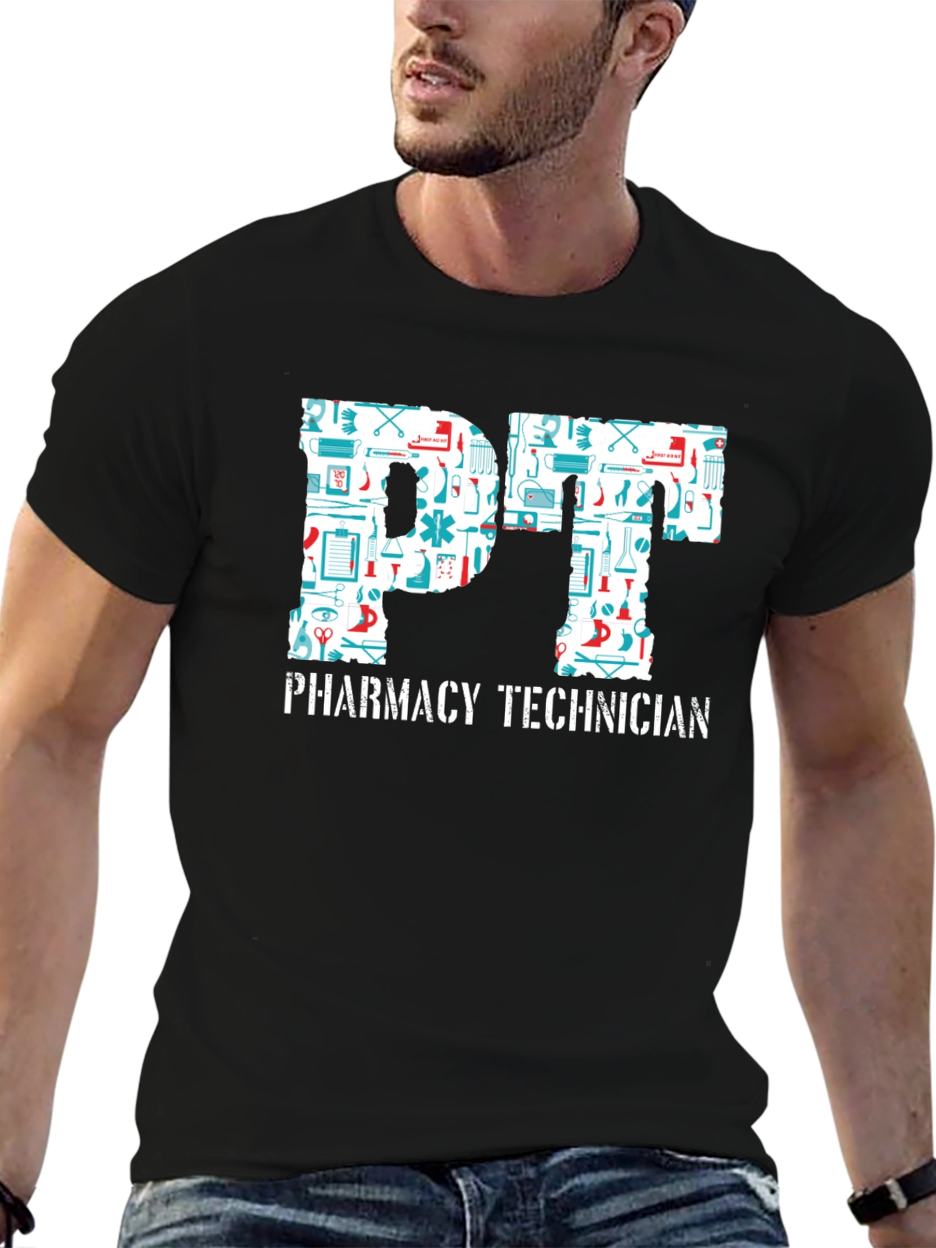Black Pharmacy Technician PT T-Shirt view 6