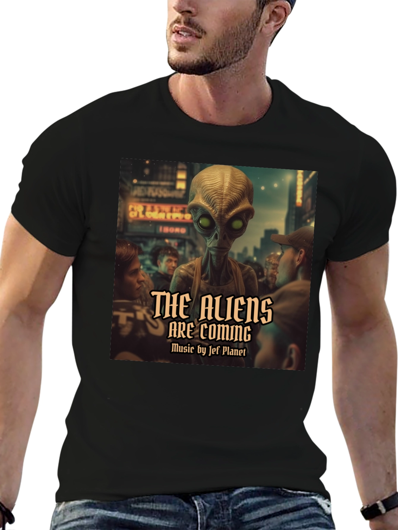 Black The Aliens Are Coming Graphic T-Shirt view 6