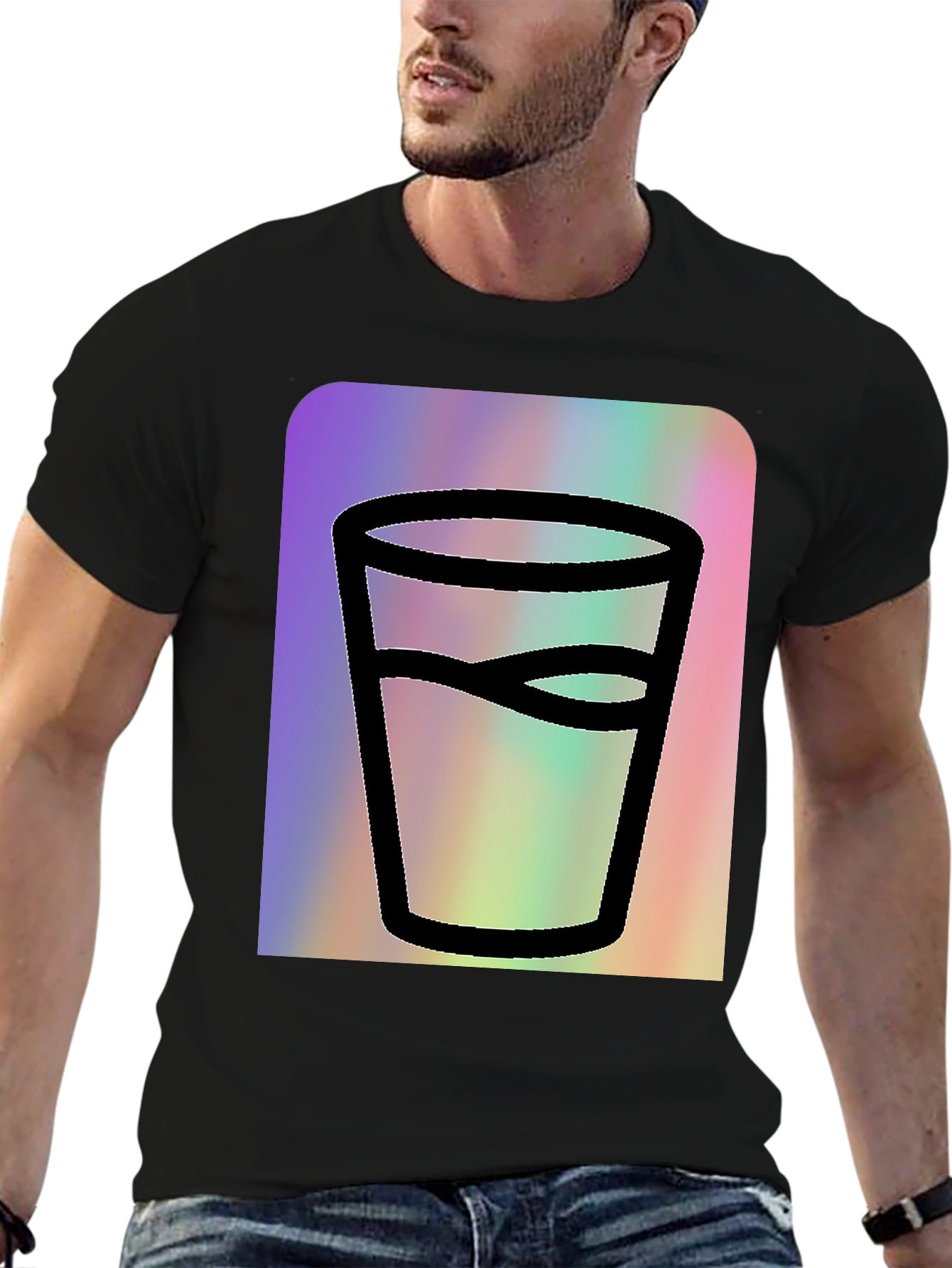 Black Glass of Water Graphic Tee - Soft Black Cotton view 6