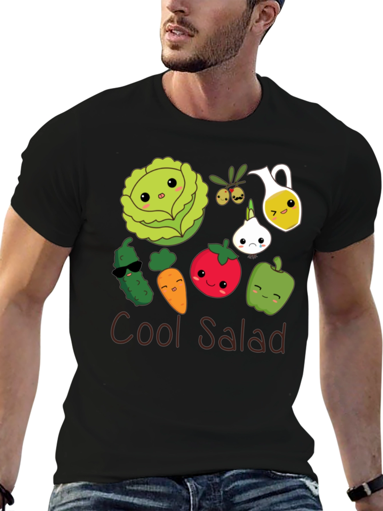 Cool Salad Graphic Tee - Unisex Black T-Shirt - 6