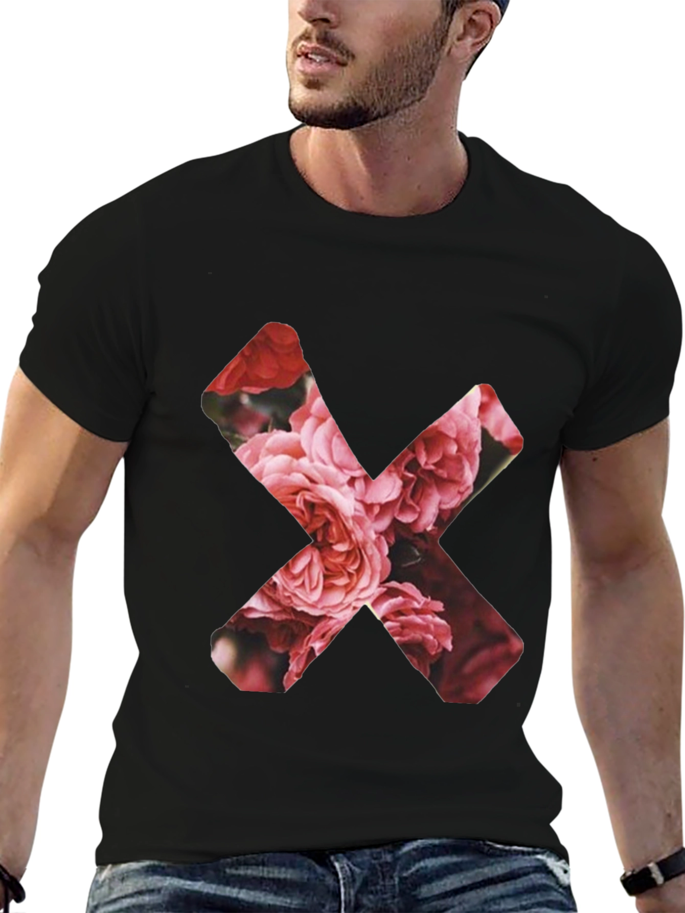 Black Floral X Graphic Black T-Shirt view 6