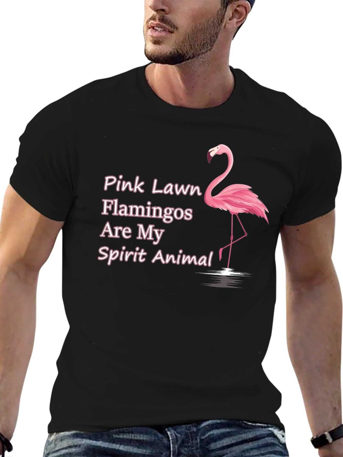 Black Pink Flamingo Spirit Animal T-Shirt view 6