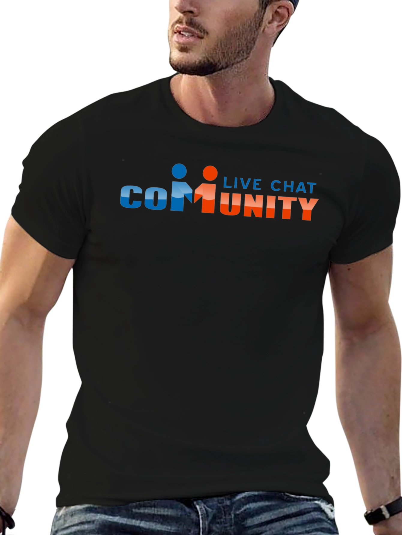 Community Live Chat Graphic Black T-Shirt - 6