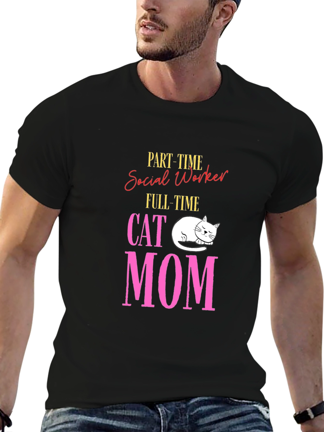 Black Social Worker Cat Mom T-Shirt view 6
