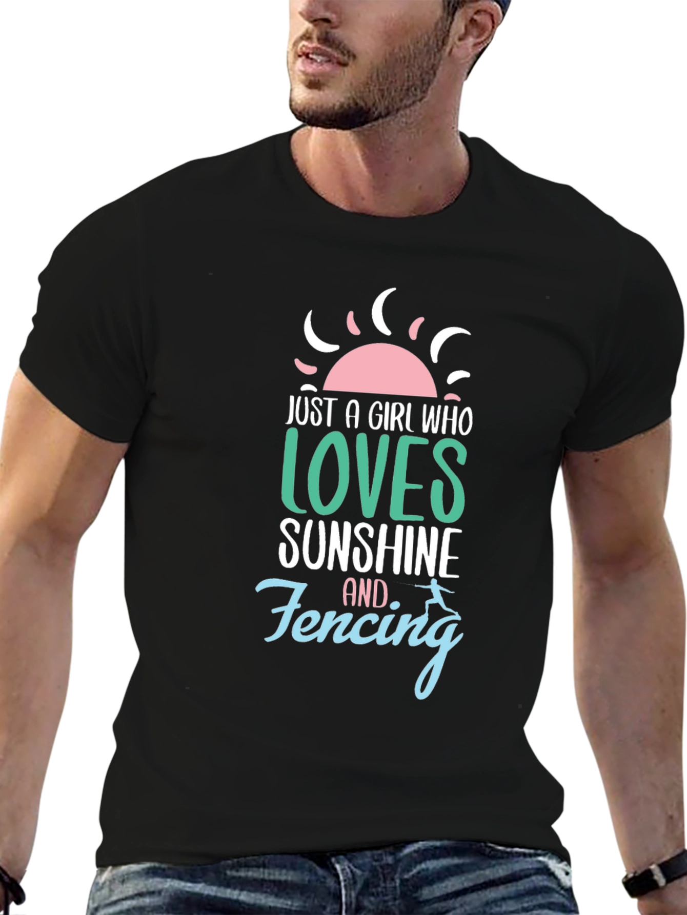 Black Just a Girl Who Loves Sunshine & Fencing T-Shirt view 6
