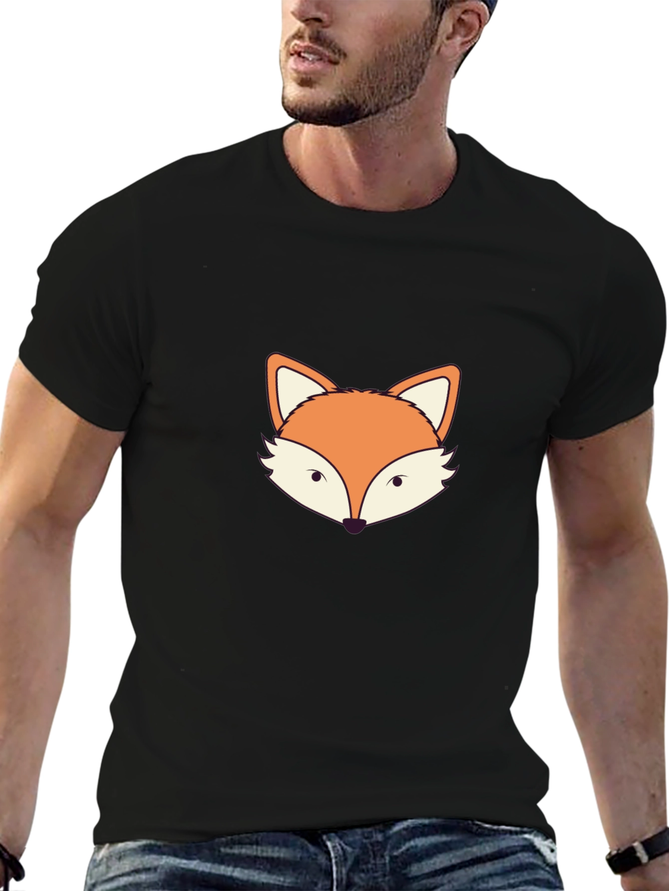 Black Fox Graphic Print Black T-Shirt view 6