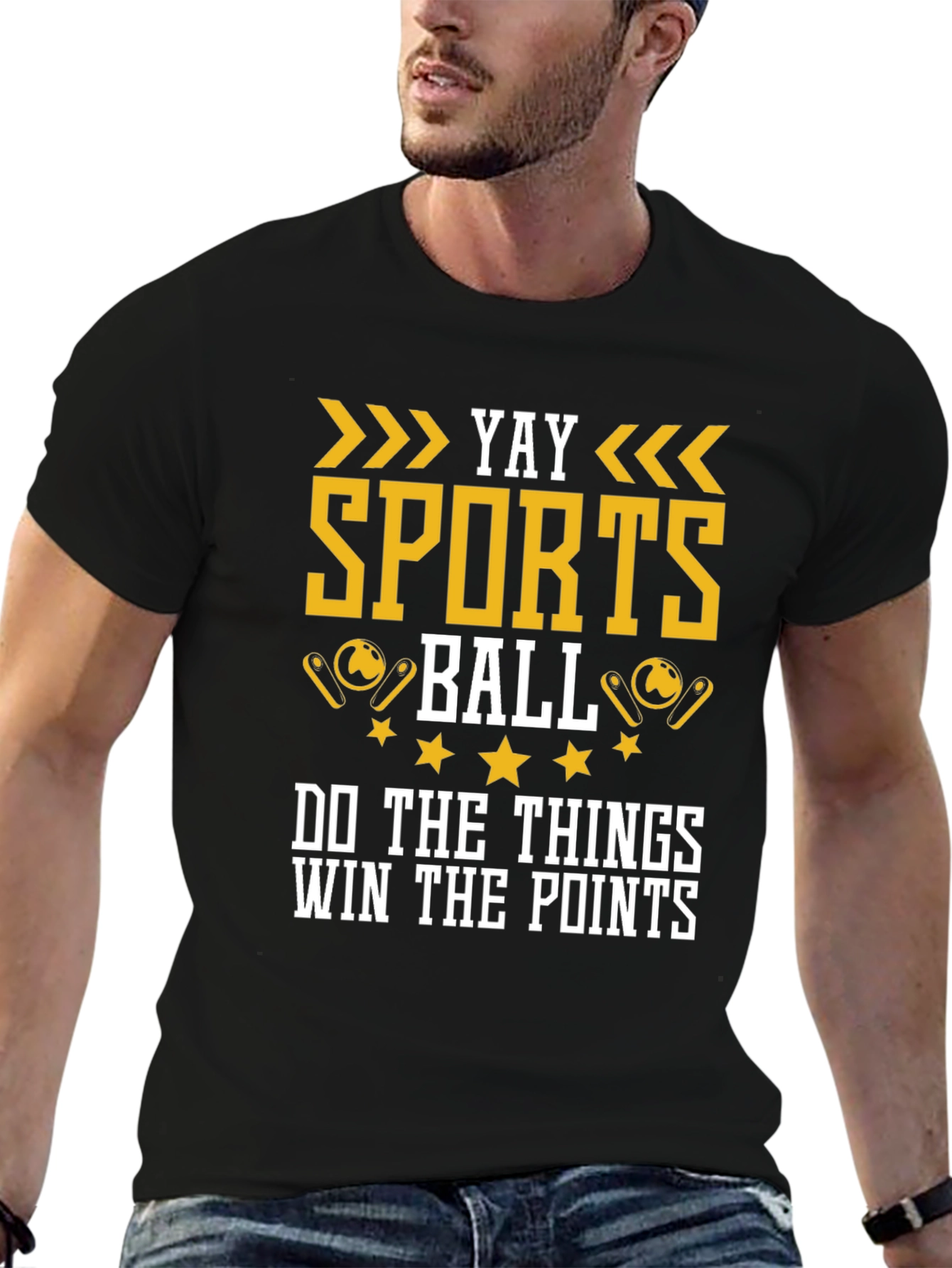 Black Yay Sports Ball Graphic T-Shirt view 6