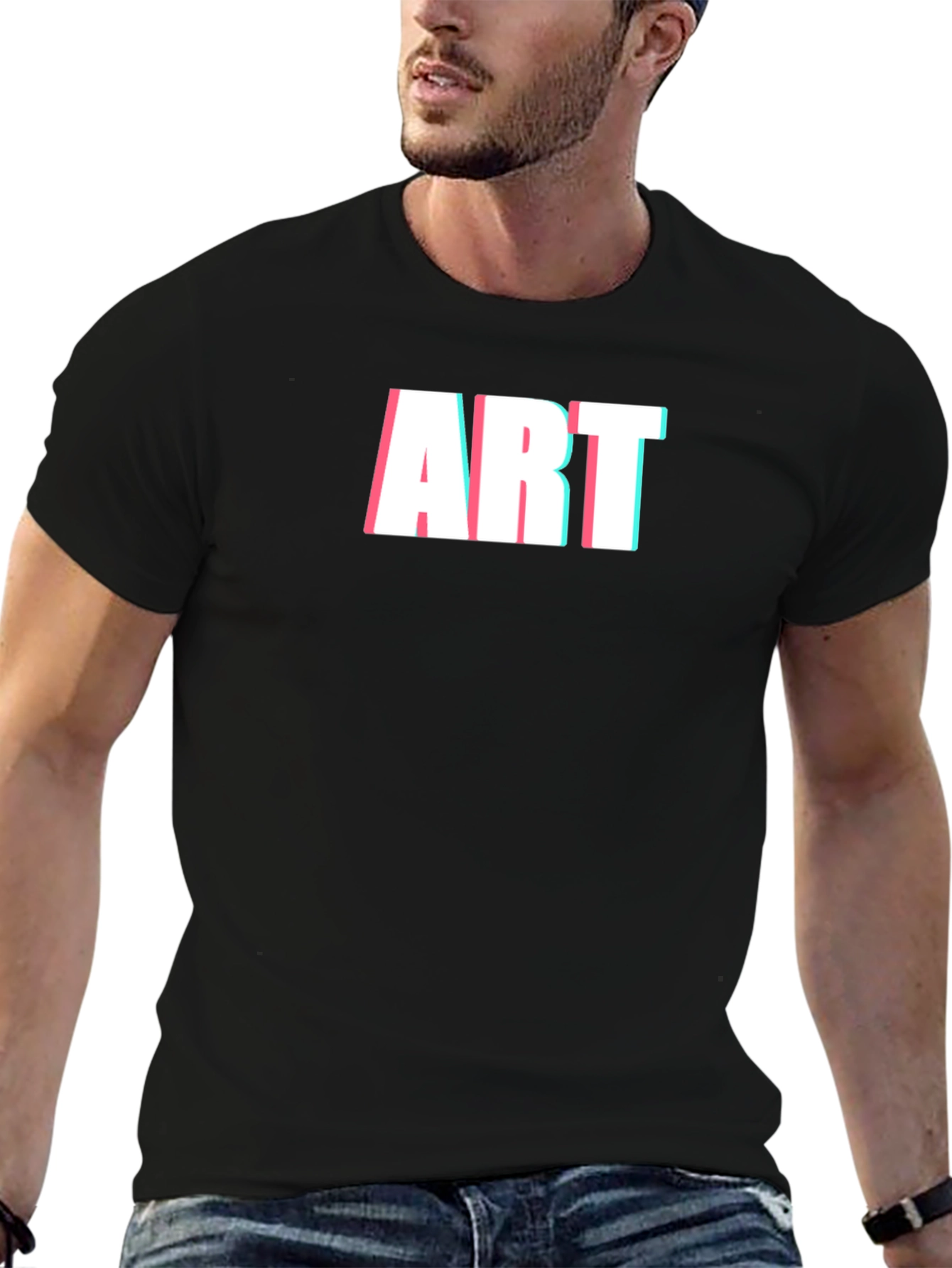 Black Art T-Shirt - Modern Glitch Style Tee view 6