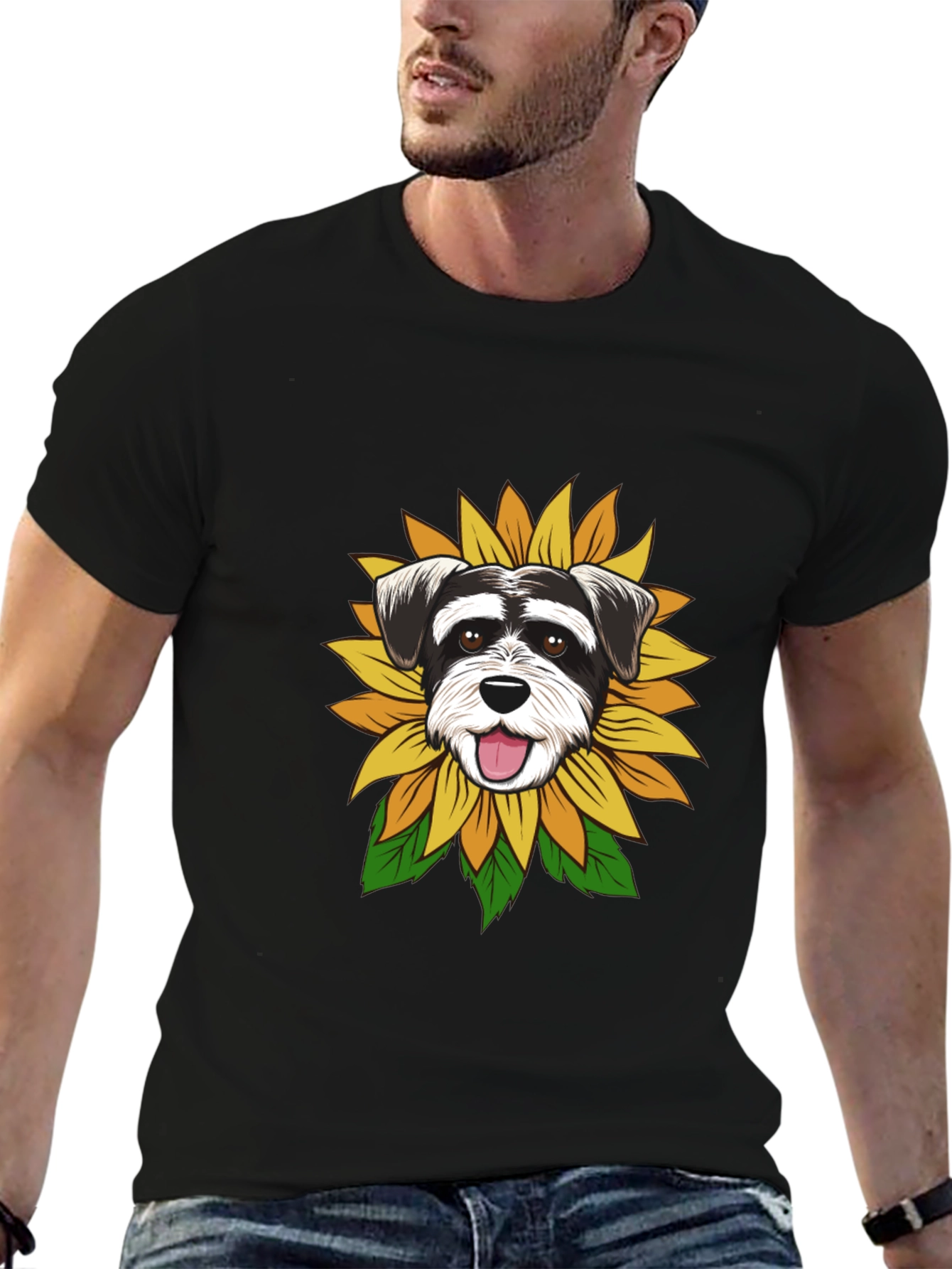 Black Dog Sunflower Graphic Tee - Black view 6