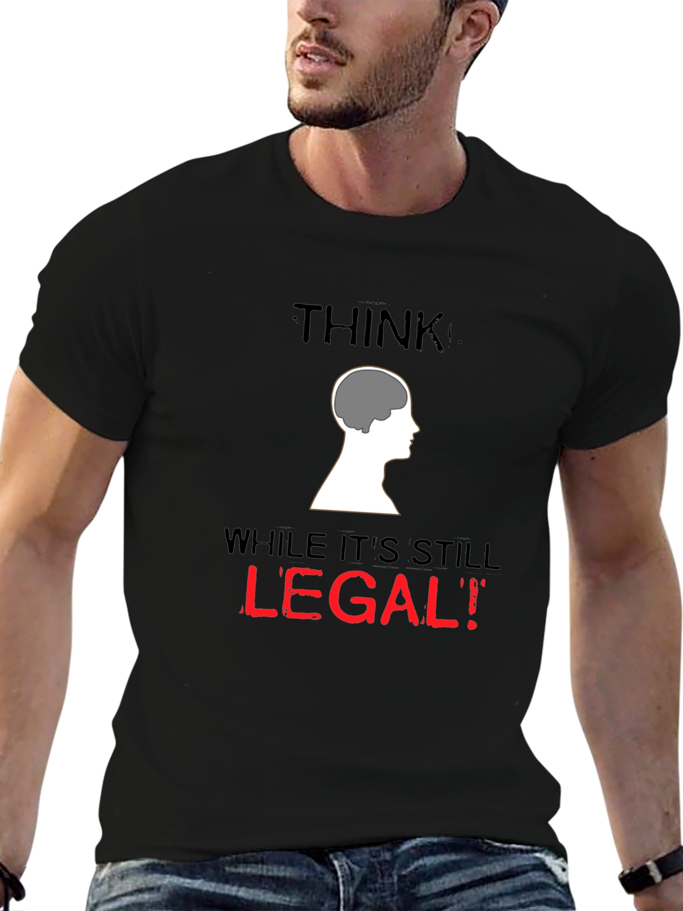 Black Think While It's Still Legal T-Shirt view 6