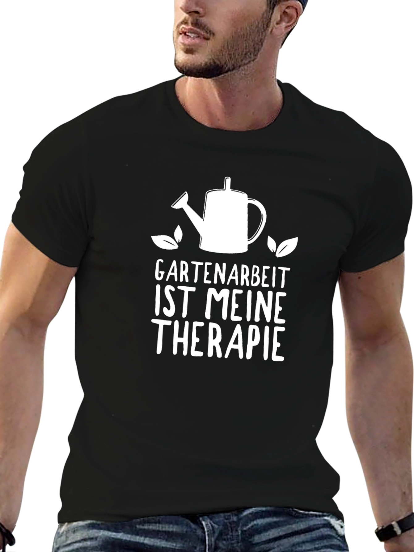 Black Gardening is My Therapy T-Shirt - Black view 6