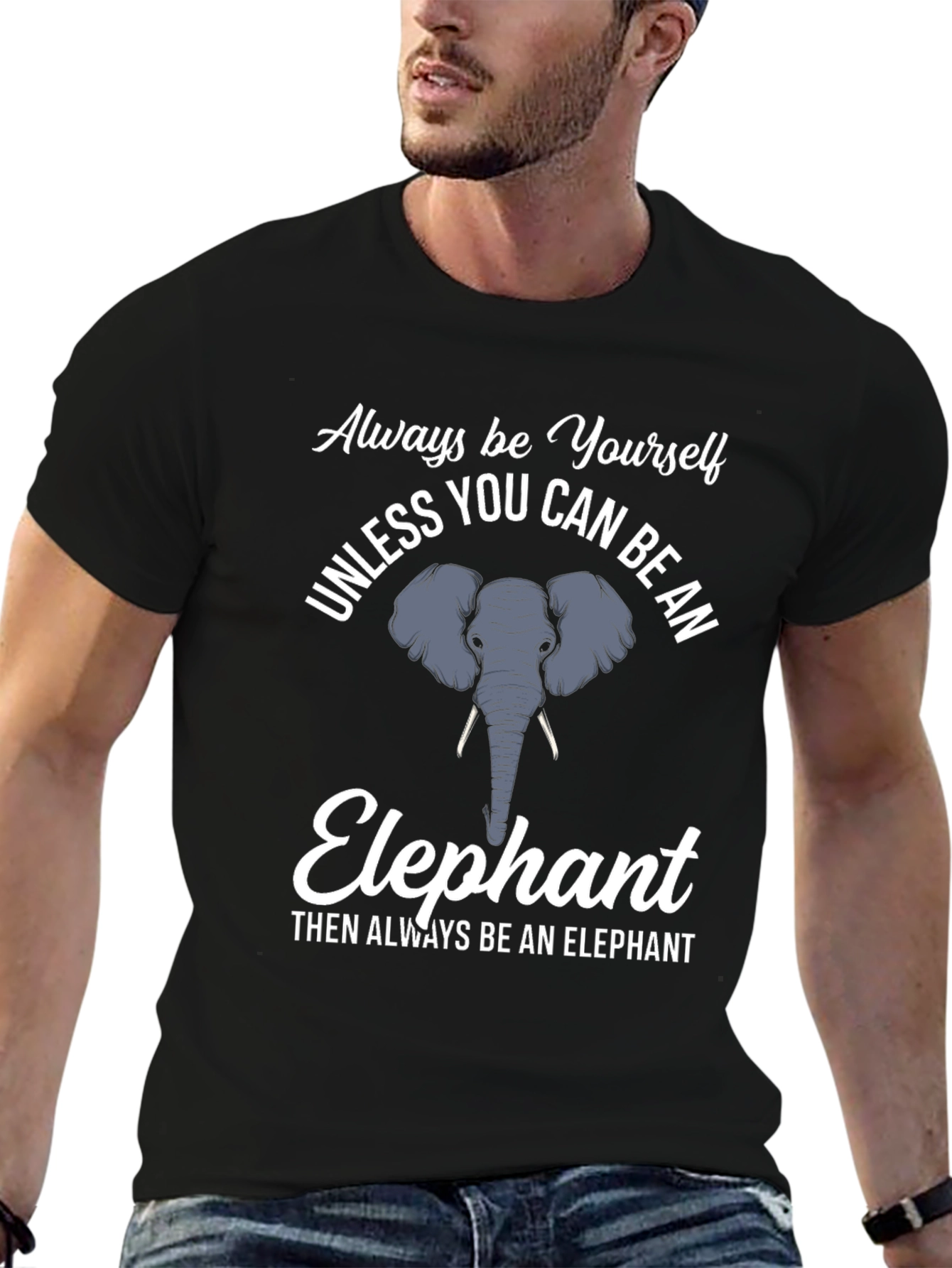 Black Be An Elephant T-Shirt, Funny Graphic Tee view 6