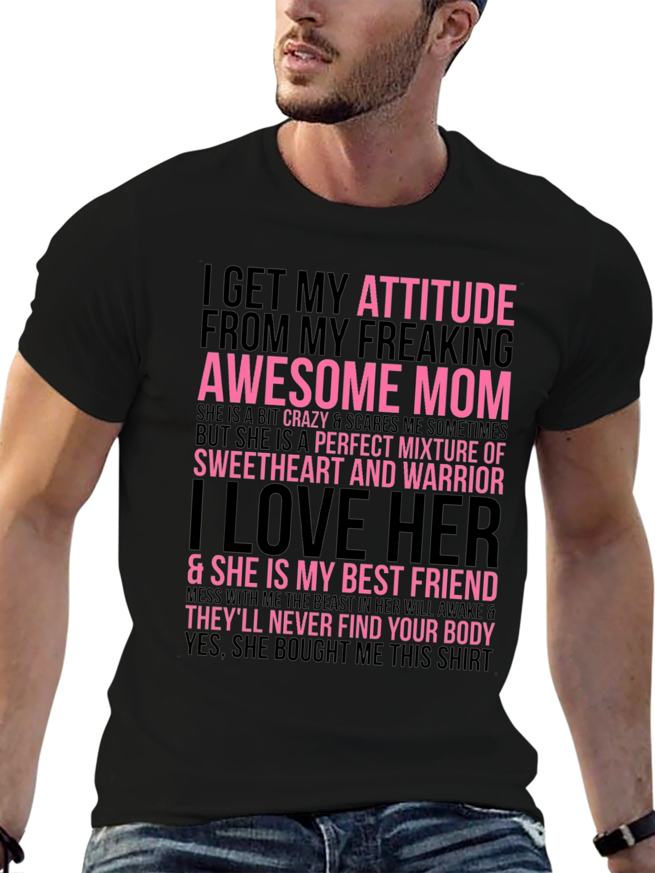 Black Awesome Mom Graphic Tee - Funny Slogan T-Shirt view 6