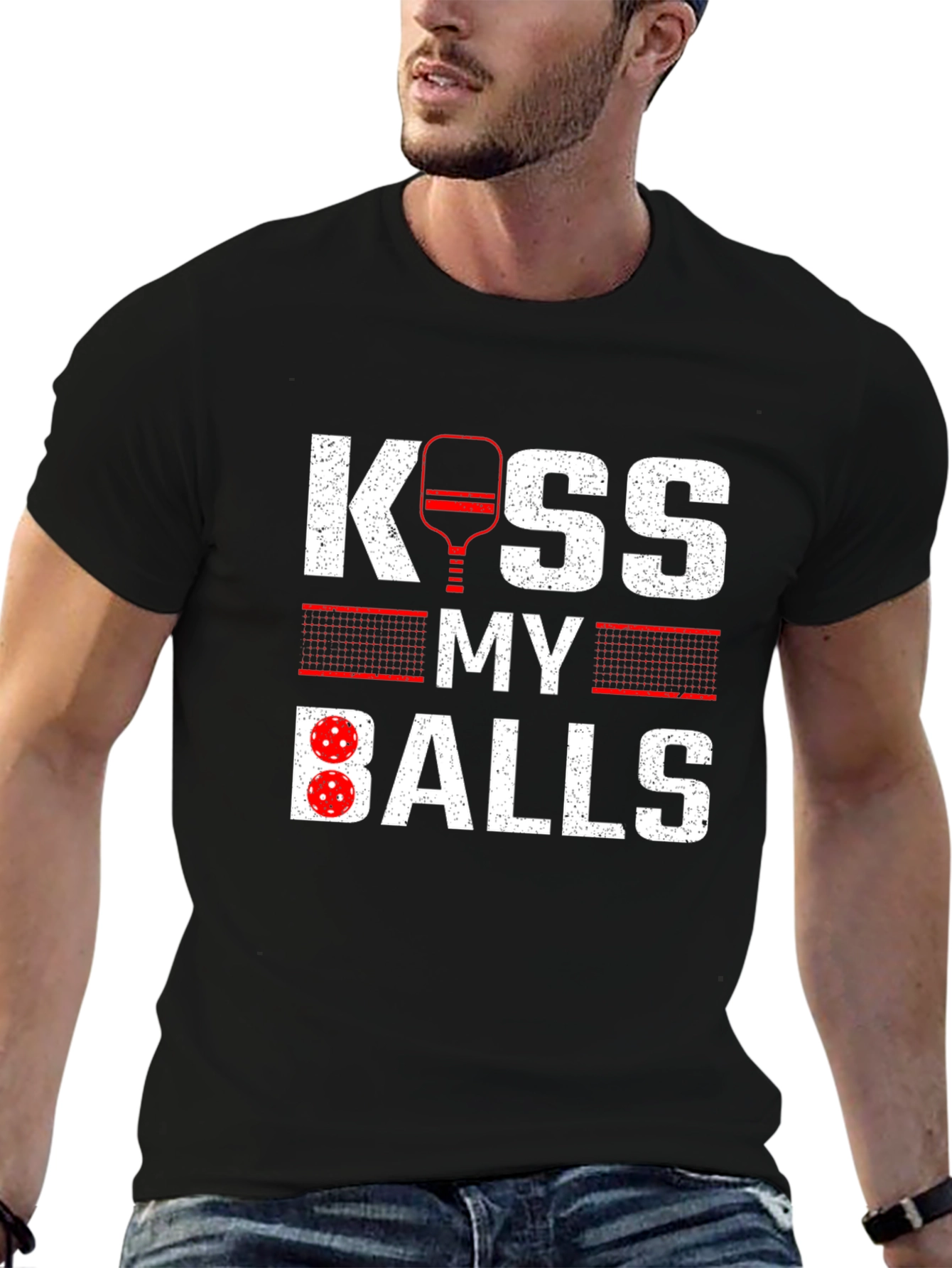 Black Kiss My Balls T-Shirt - Pickleball Humor view 6
