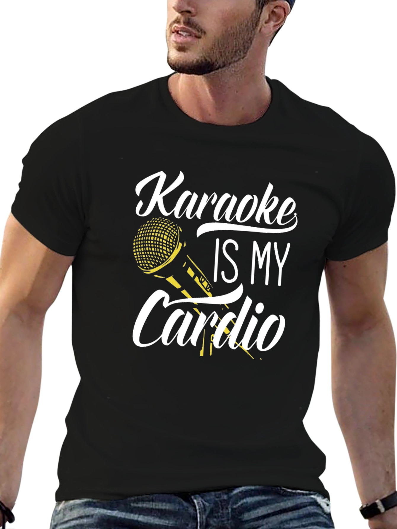 Black Karaoke Is My Cardio Graphic Tee view 6
