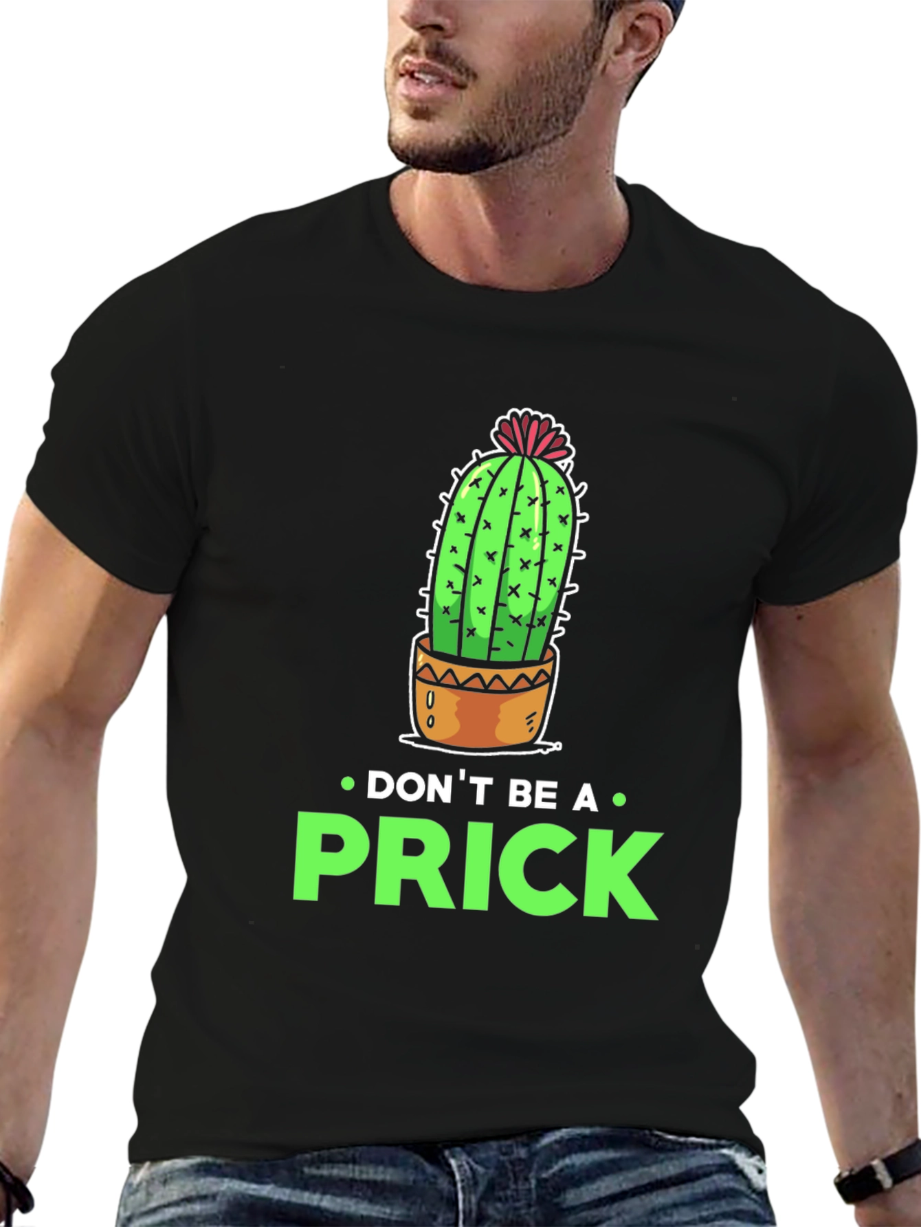 Black Don't Be a Prick Cactus Graphic T-Shirt view 6