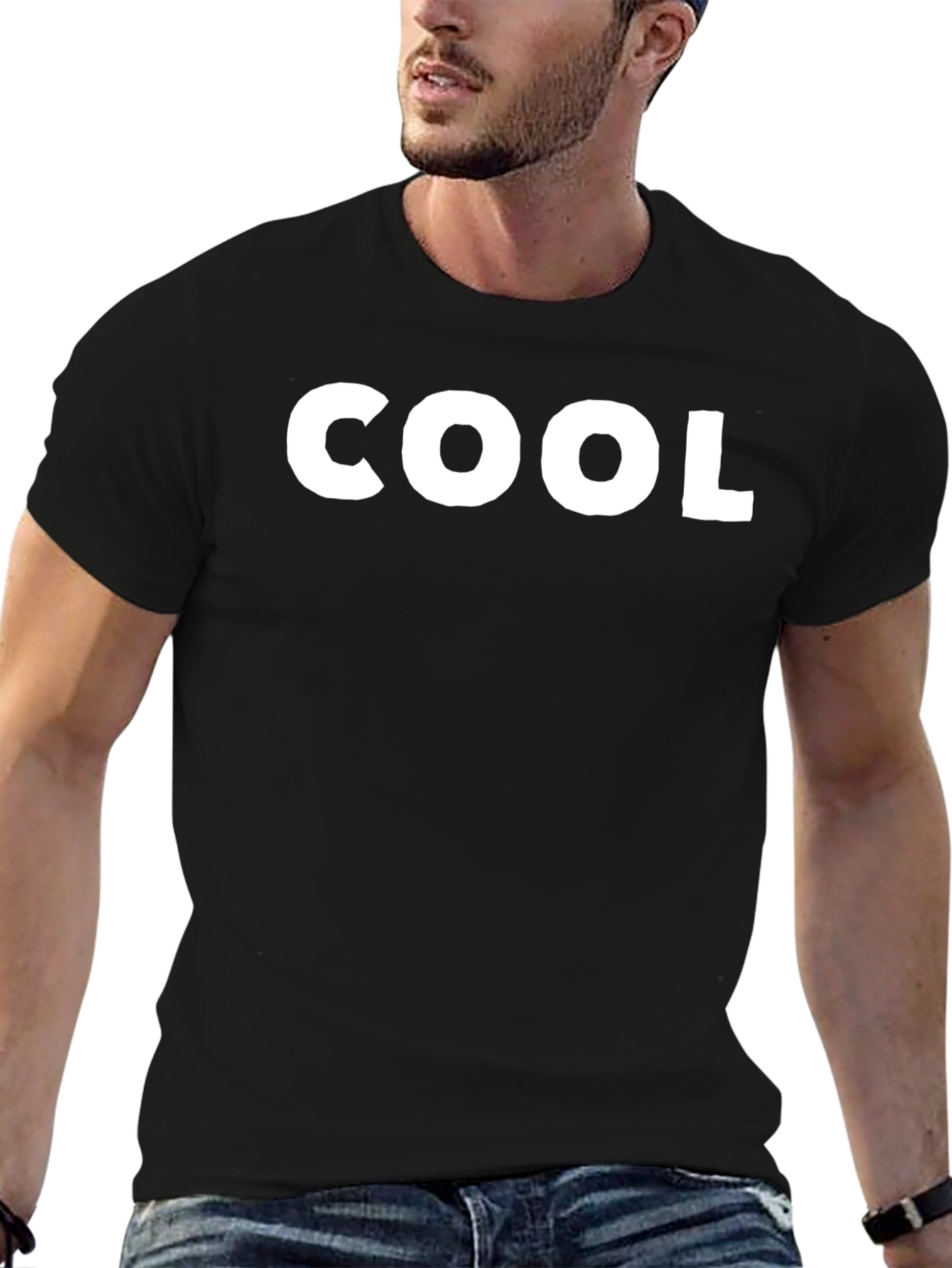 Black Cool Graphic Tee - Black Cotton Blend Casual Shirt view 6