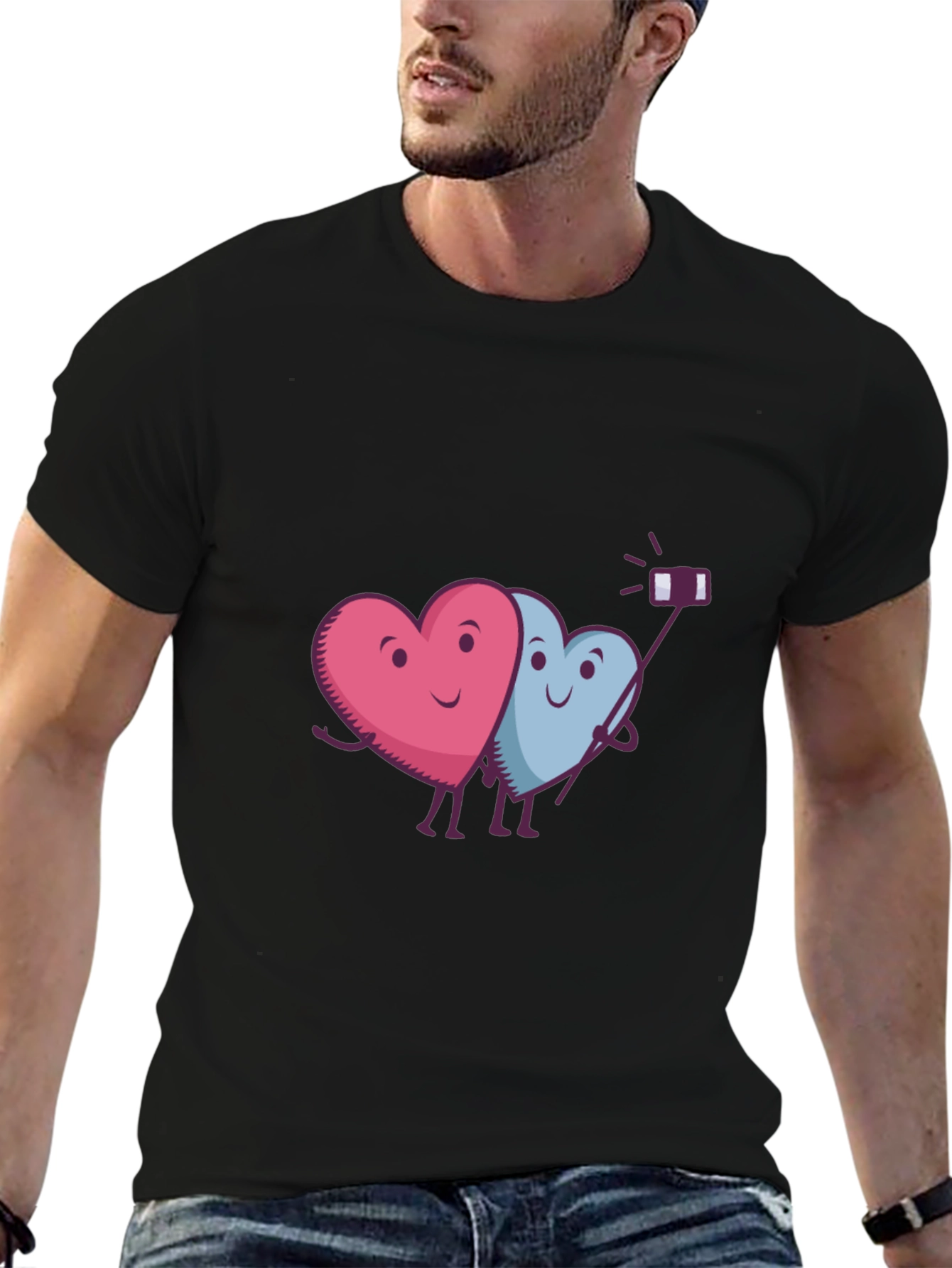 Black Heart Selfie Graphic T-Shirt - Cute & Trendy view 6
