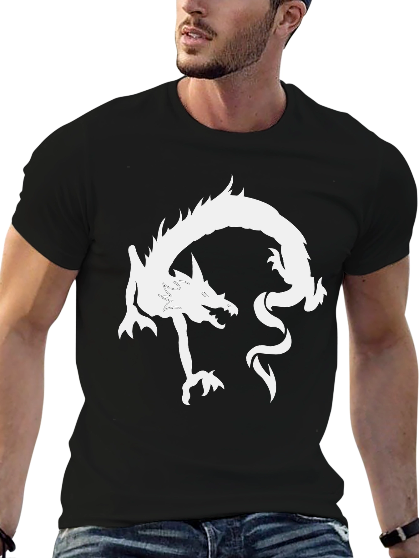 Black Dragon Graphic Tee - Black Cotton Blend Shirt view 6