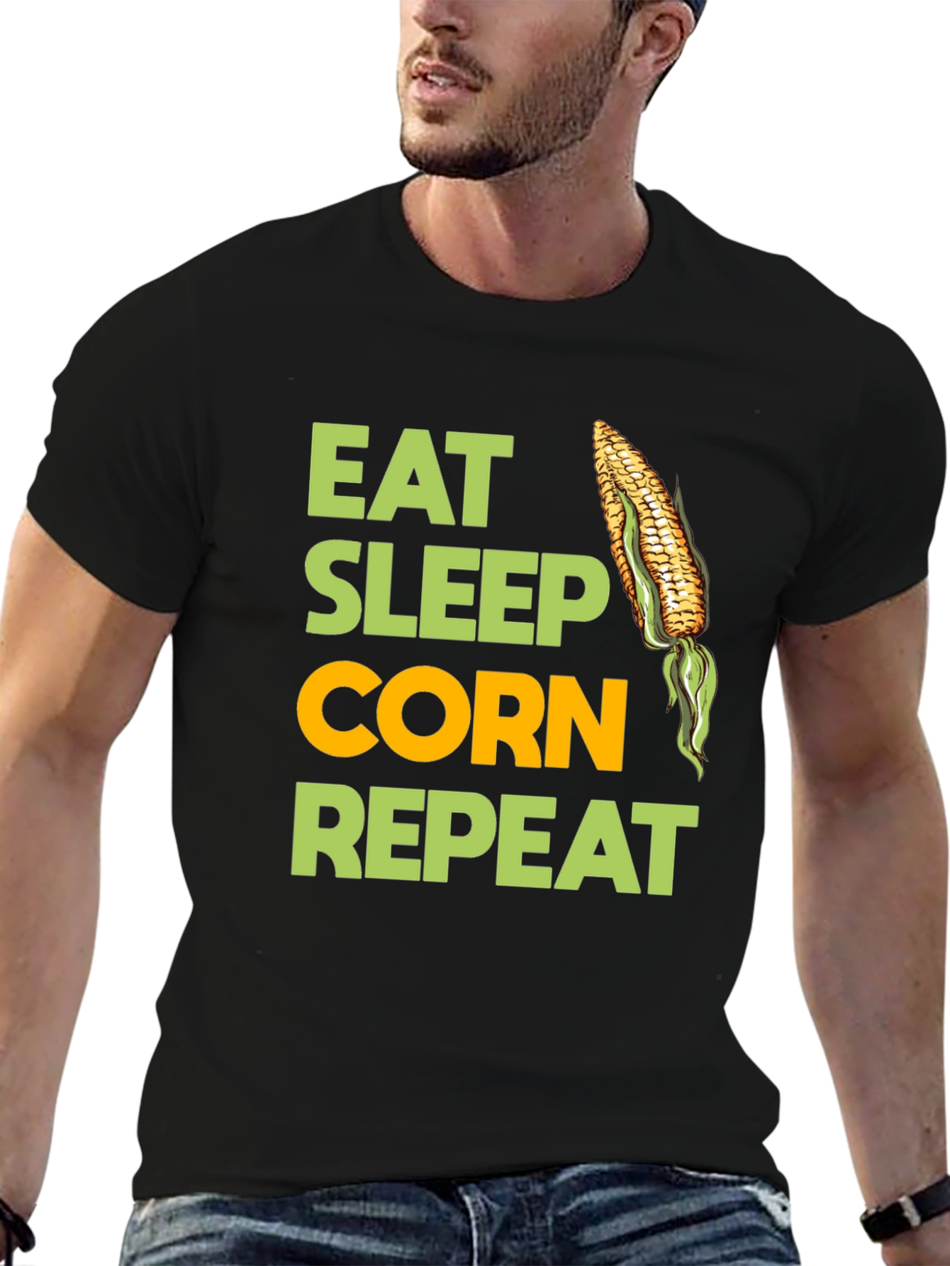 Black Eat Sleep Corn Repeat T-Shirt view 6