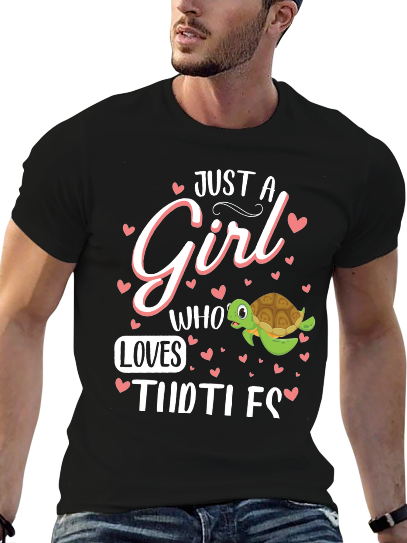 Black Just A Girl Who Loves Turtles T-Shirt view 6