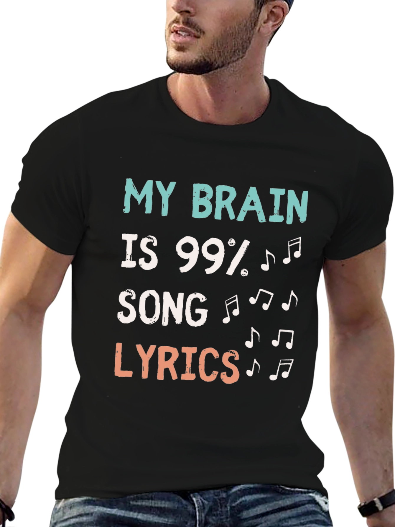 Black Funny Music Lover T-Shirt view 6