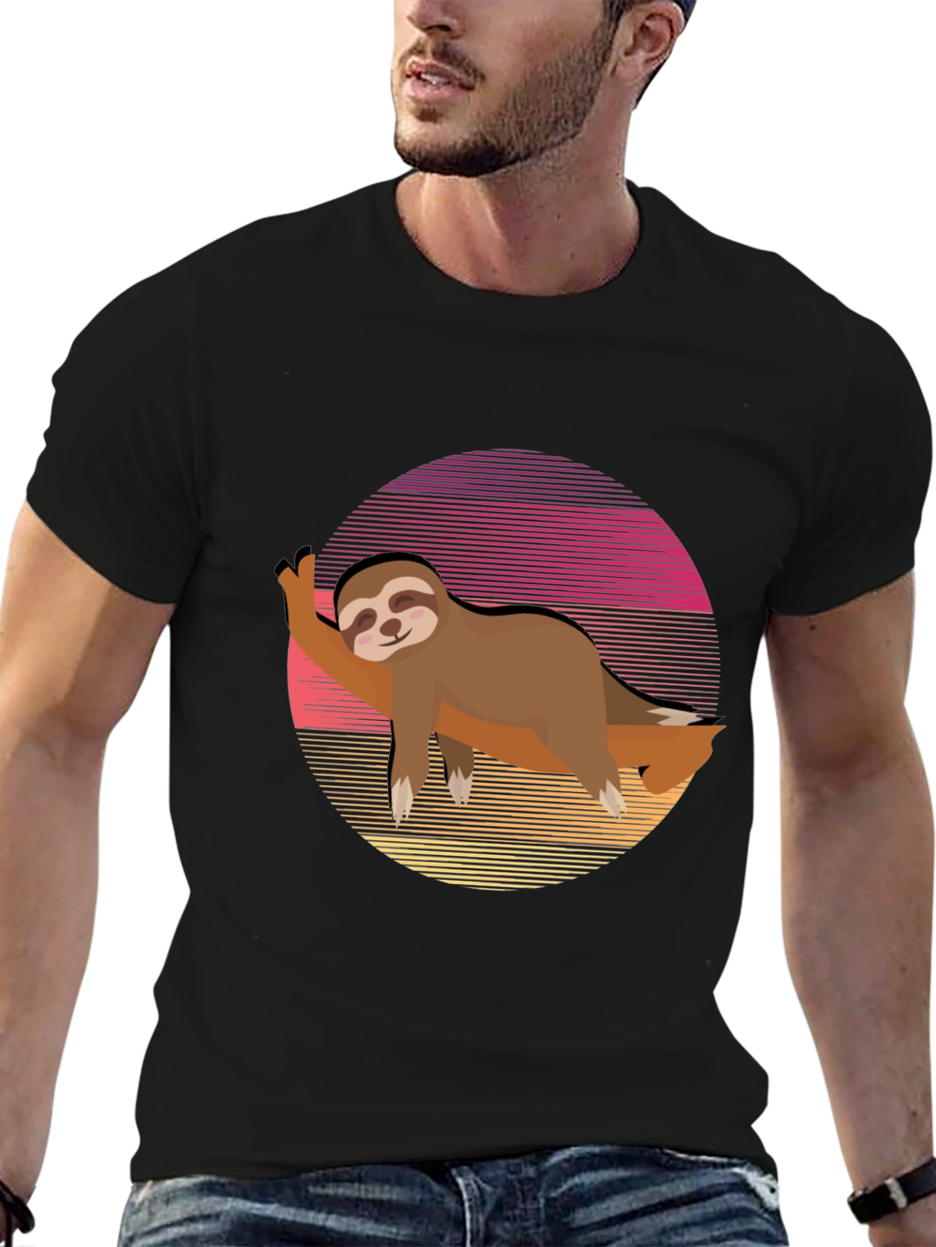 Black Sloth Sunset Graphic Tee - Relaxed Style view 6