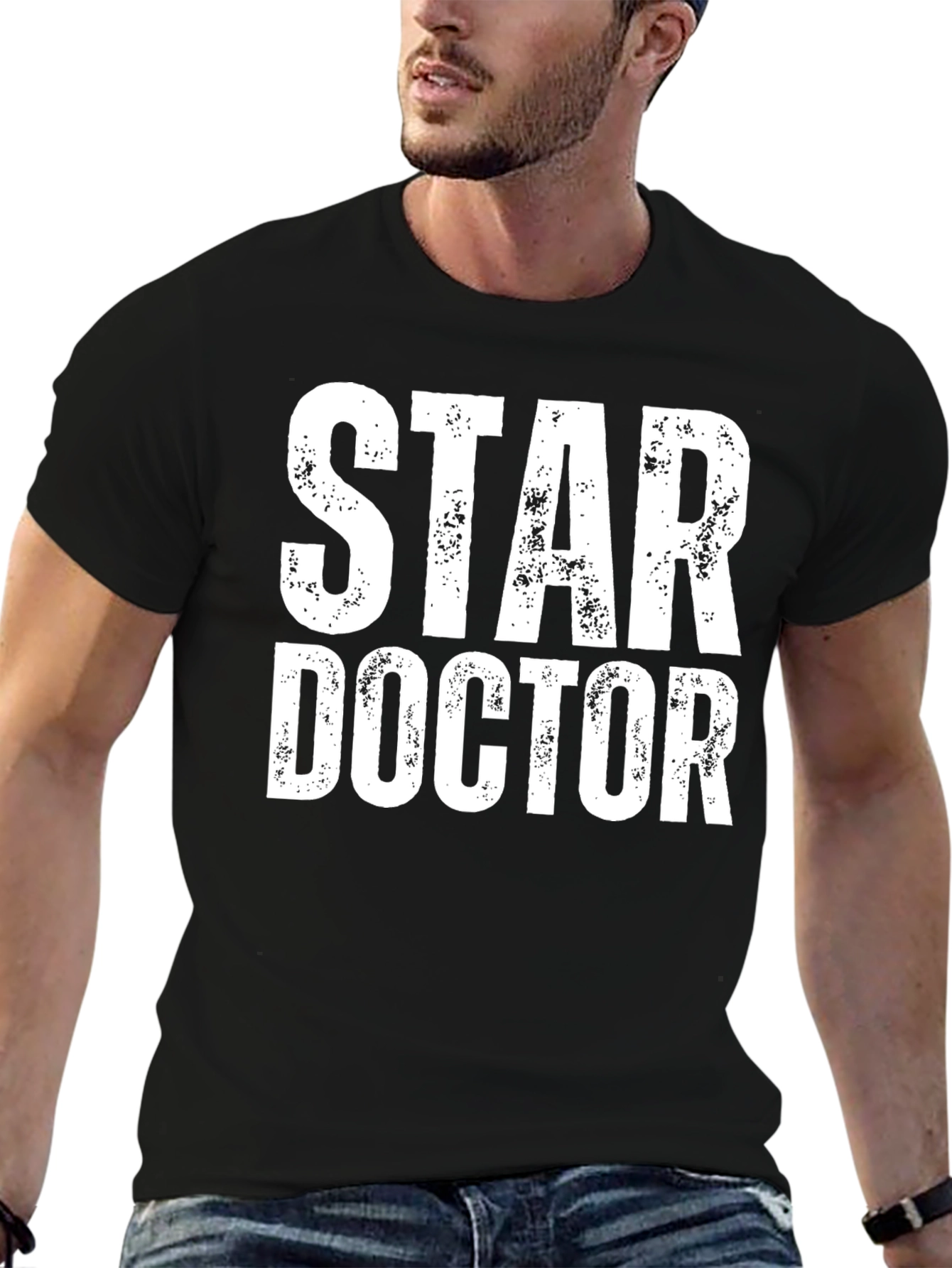 Black Star Doctor Graphic T-Shirt - Black Cotton Blend view 6