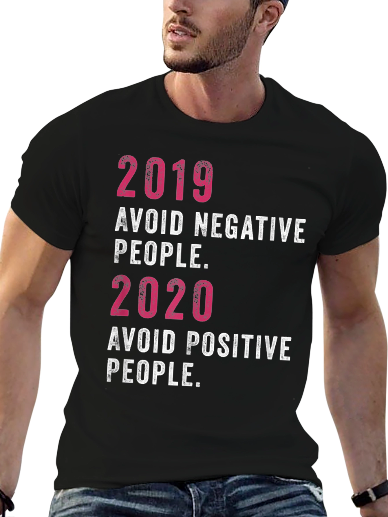 Black Avoid People Funny Graphic T-Shirt view 6
