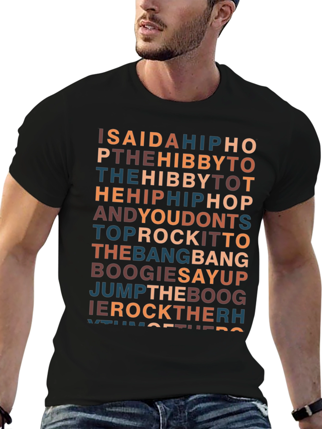 Black Retro Hip Hop Lyric T-Shirt view 6