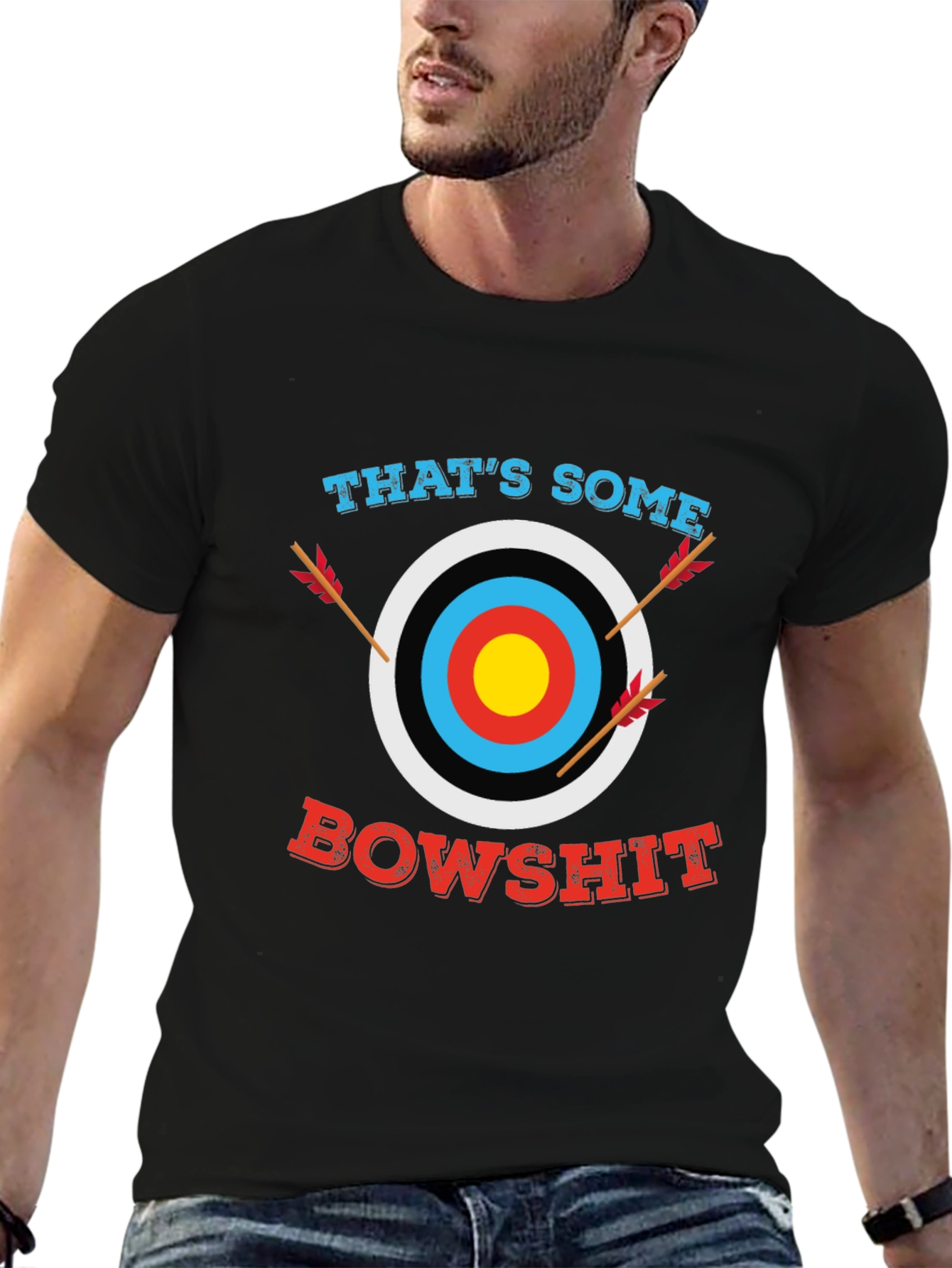 Black That's Some Bowshit Graphic T-Shirt - Archery Humor view 6