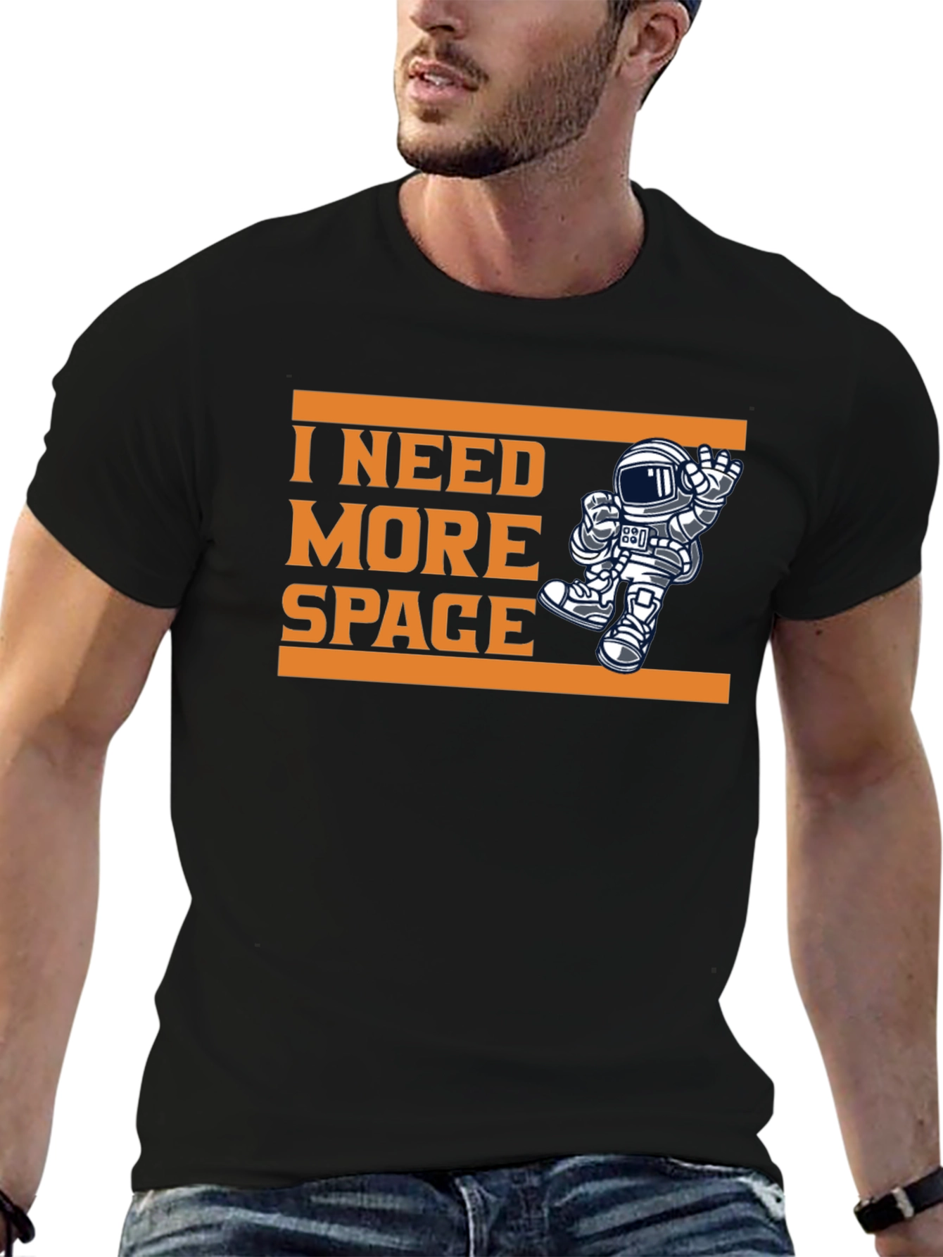 Black I Need More Space Graphic Tee Astronaut Shirt view 6
