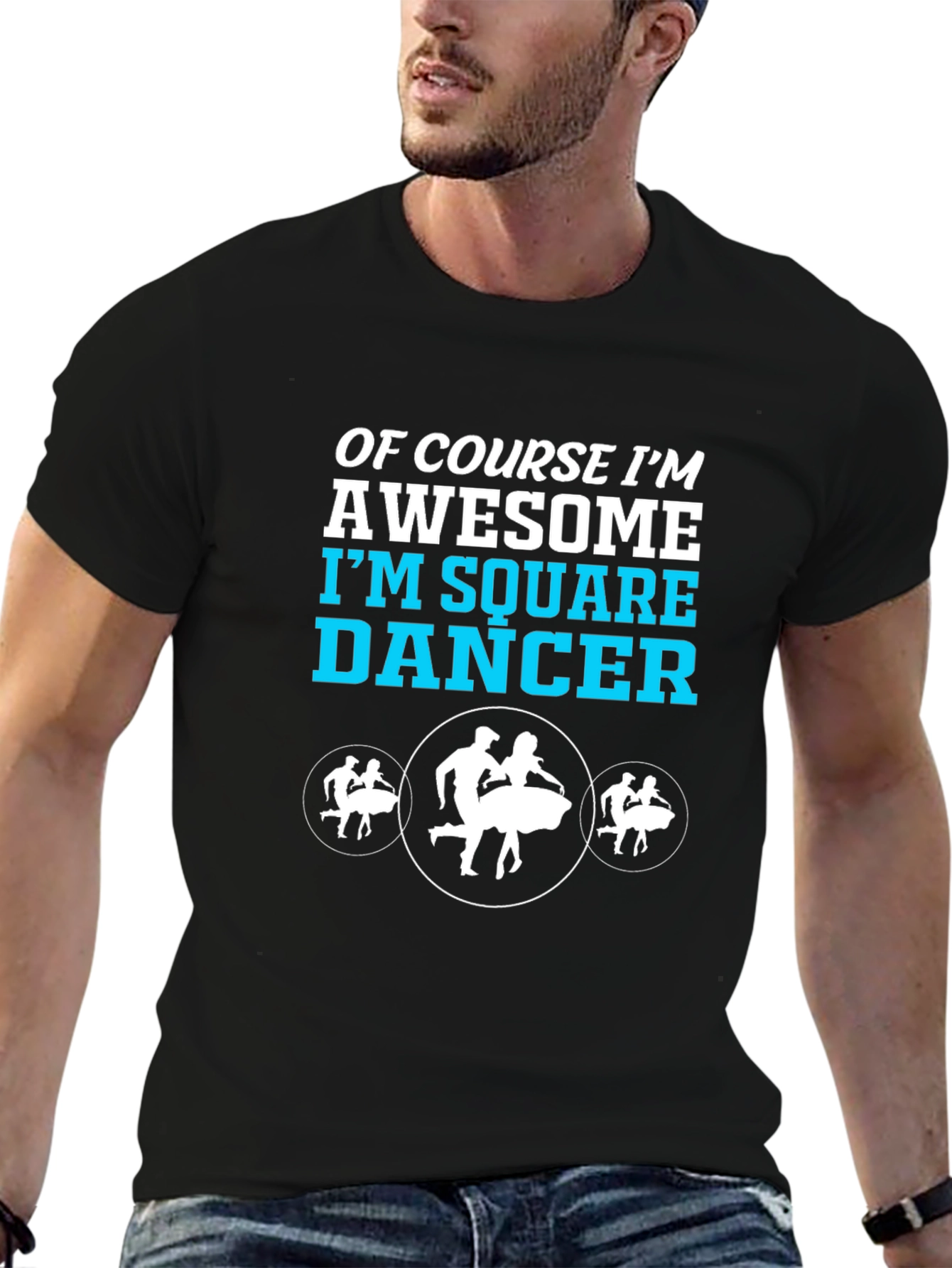 Black Awesome Square Dancer Graphic T-Shirt view 6