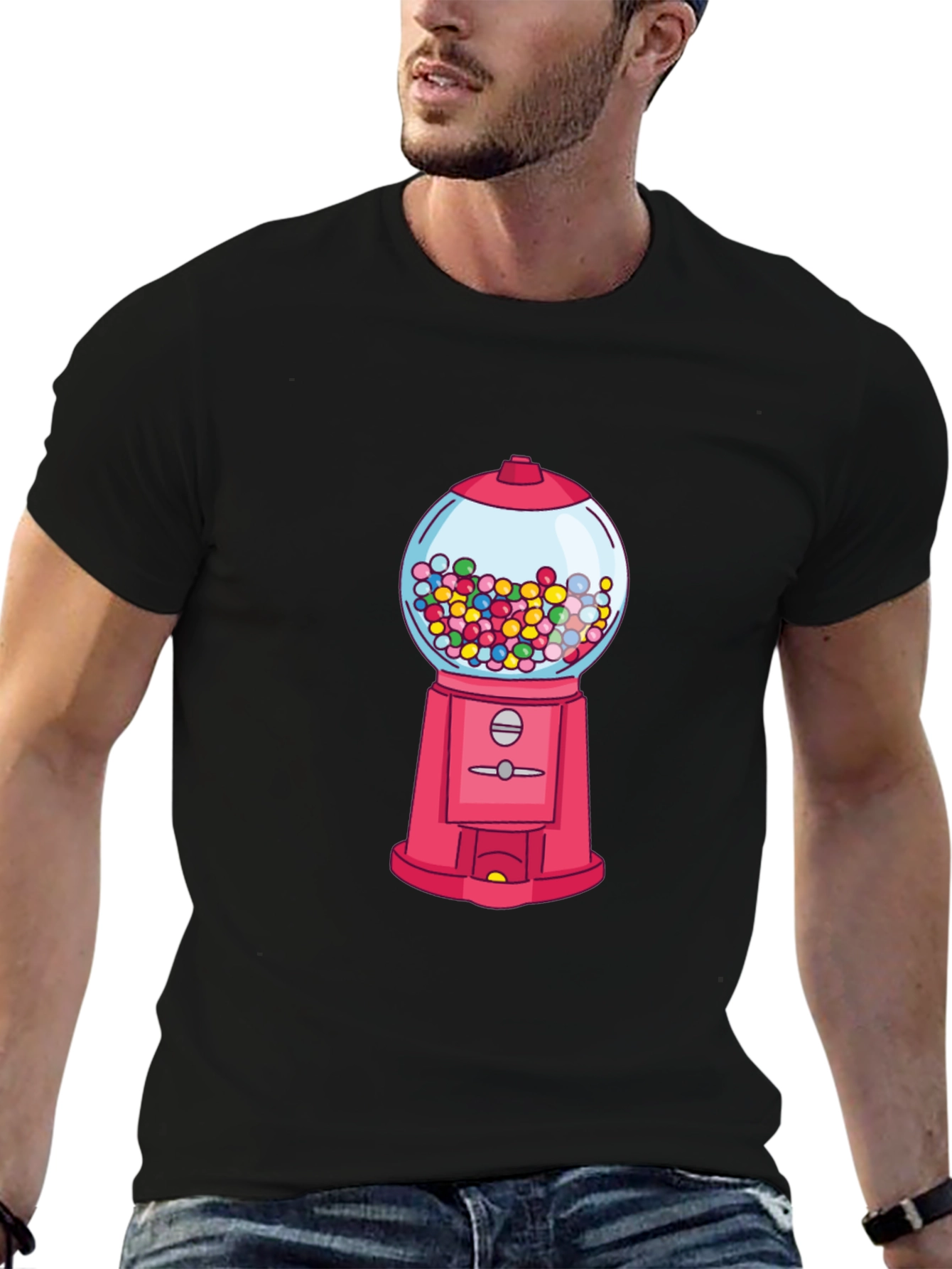 Black Gumball Machine Graphic Tee - Novelty Design T-Shirt view 6