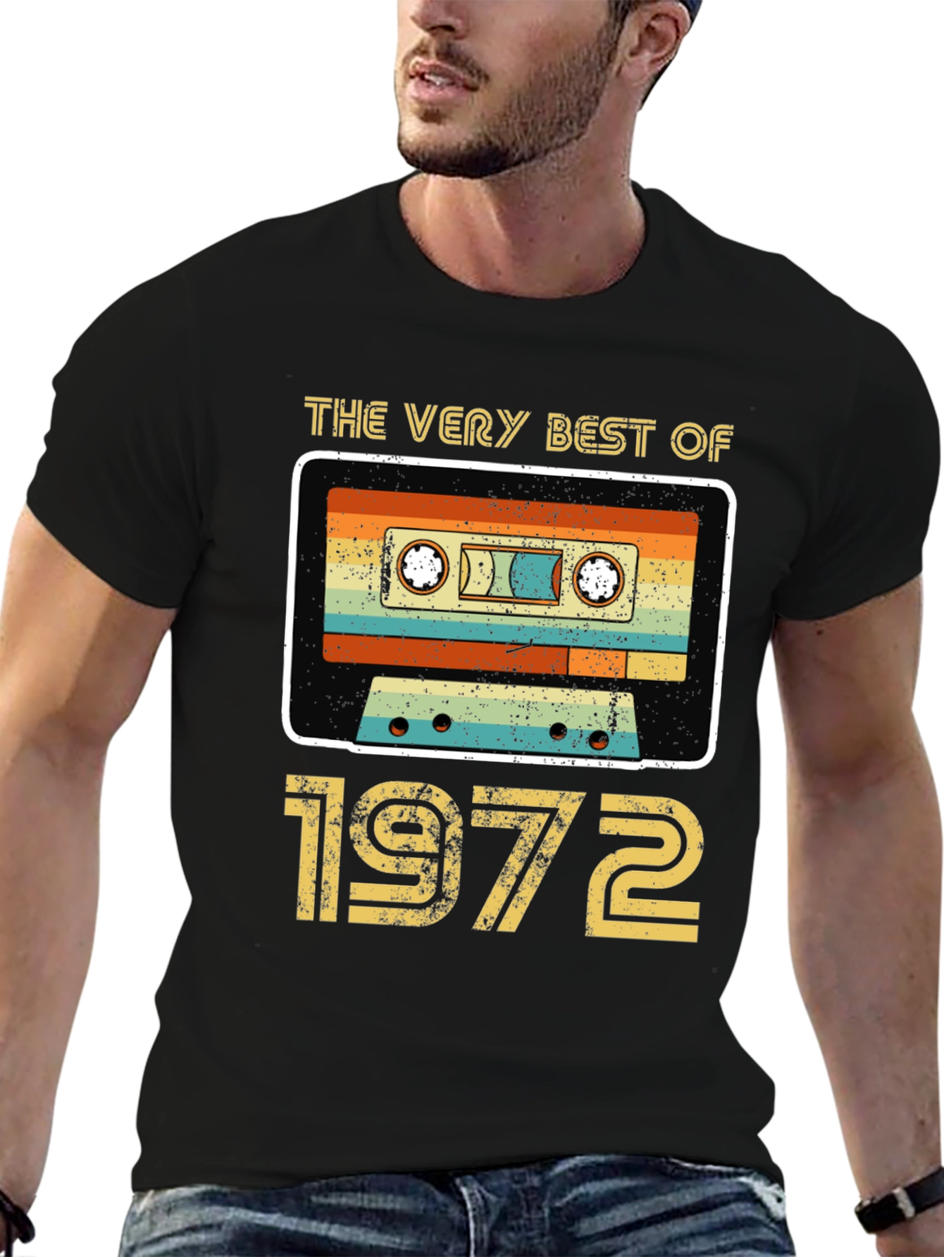 Black Vintage 1972 Cassette Tape T-Shirt view 6