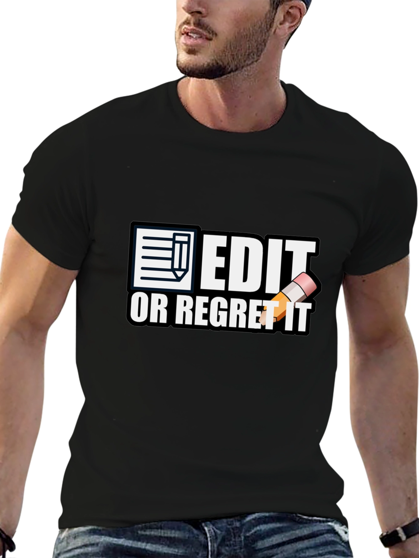 Black Edit or Regret It T-Shirt - Funny Editor Tee view 6