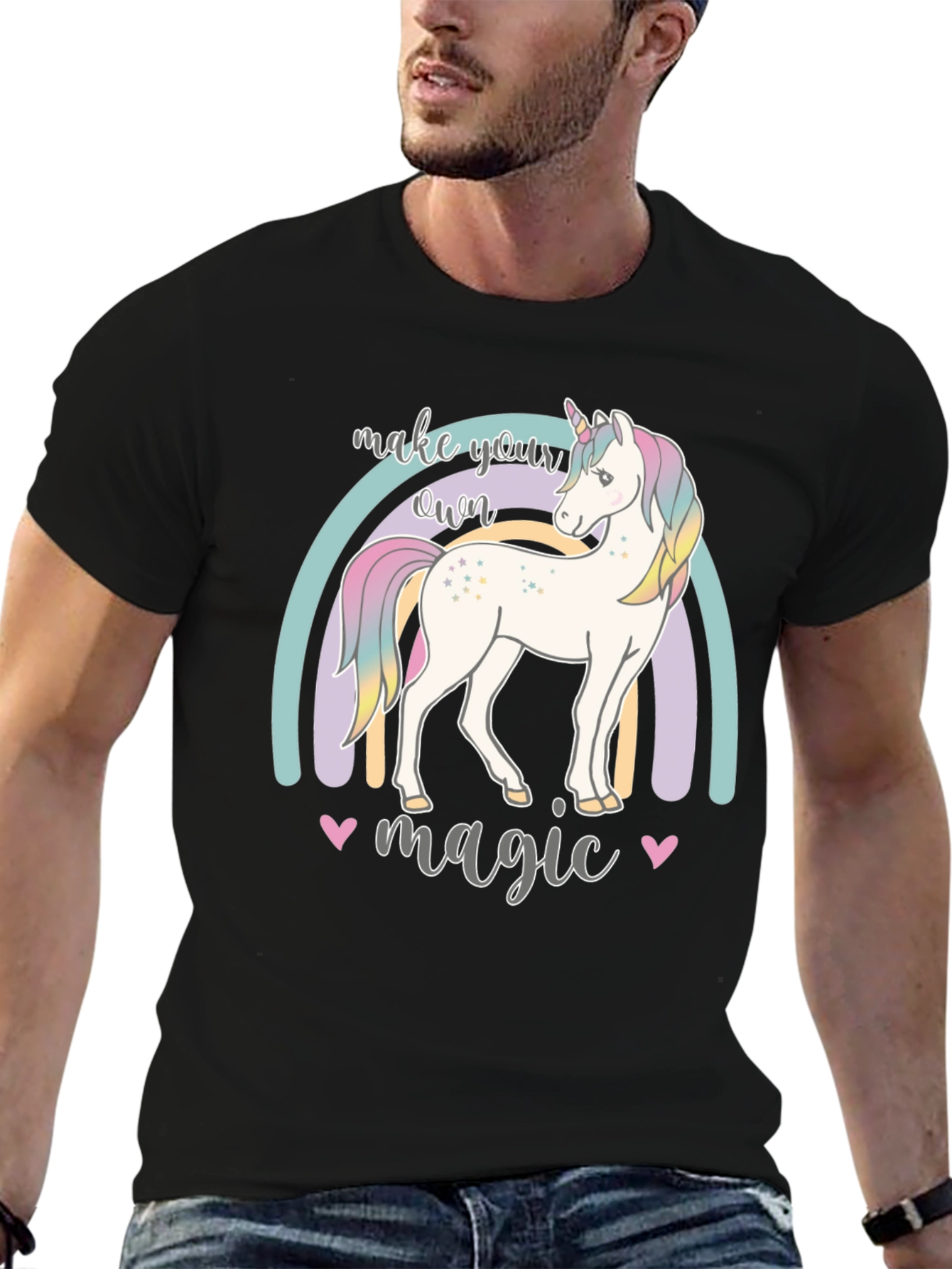 Black Make Your Own Magic Unicorn Graphic Tee view 6