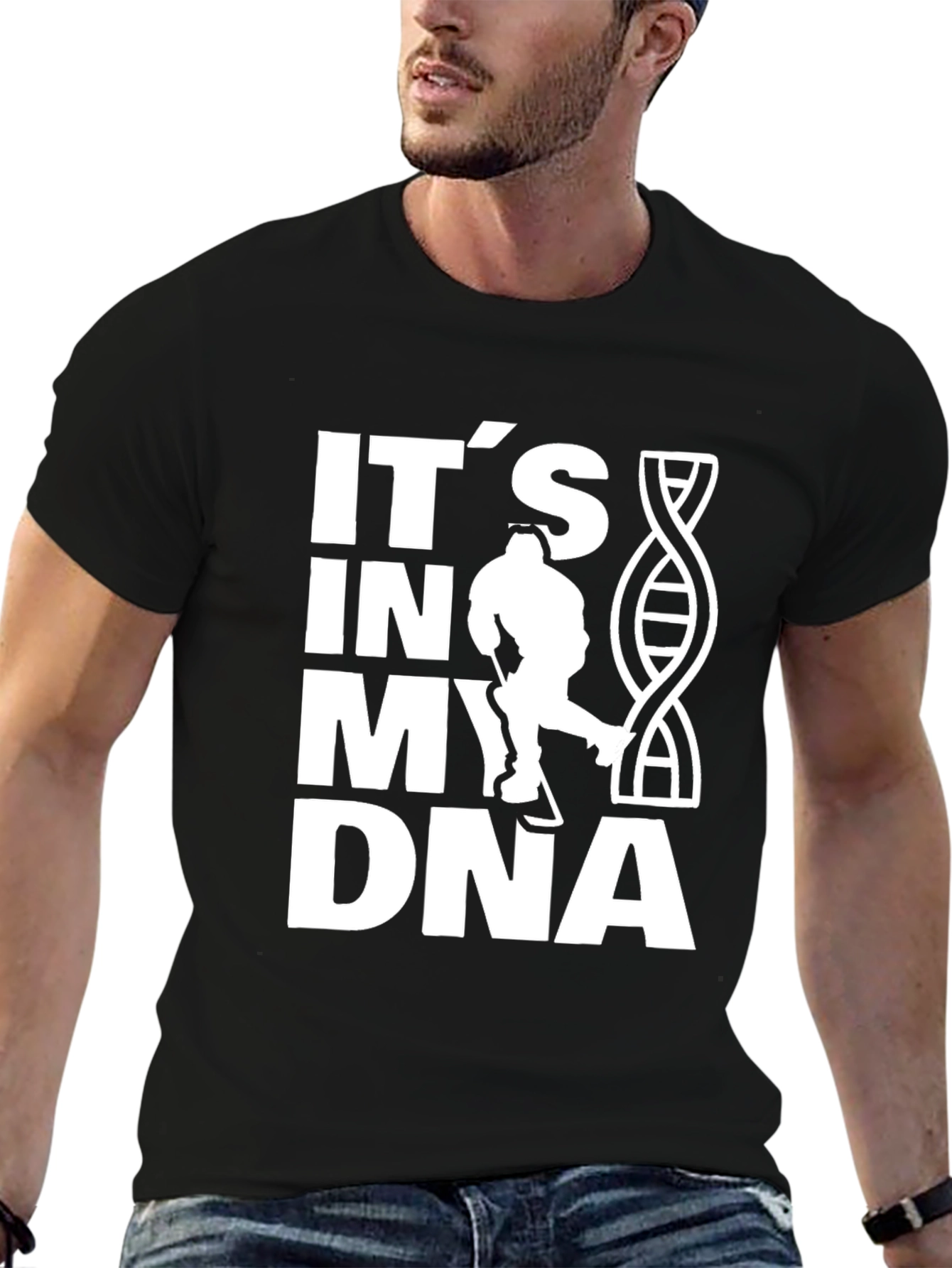 Black It's in My DNA Hockey T-Shirt view 6