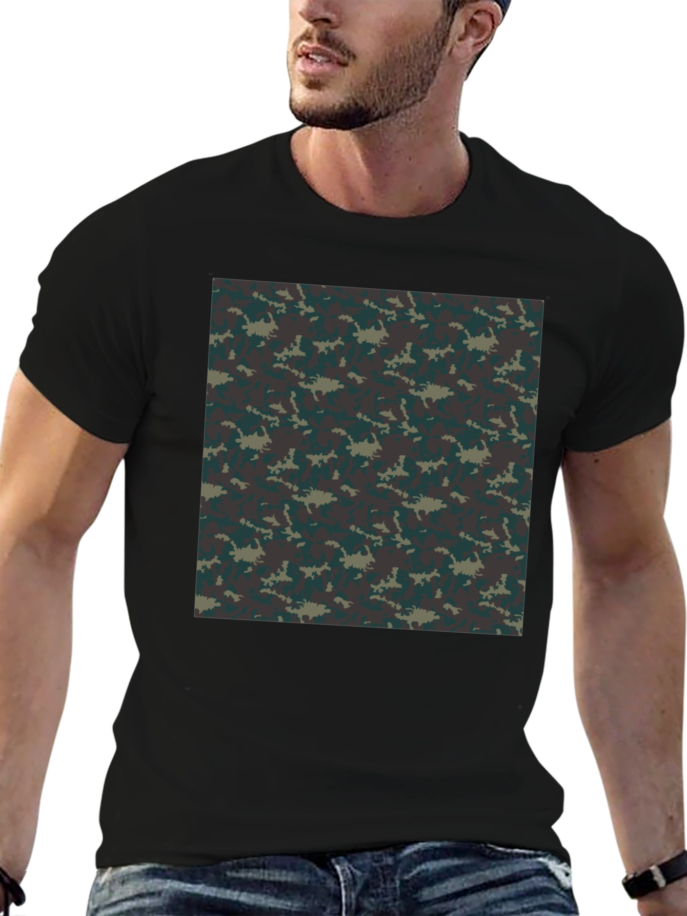 Black Camo Print Black T-Shirt - Urban Style view 6