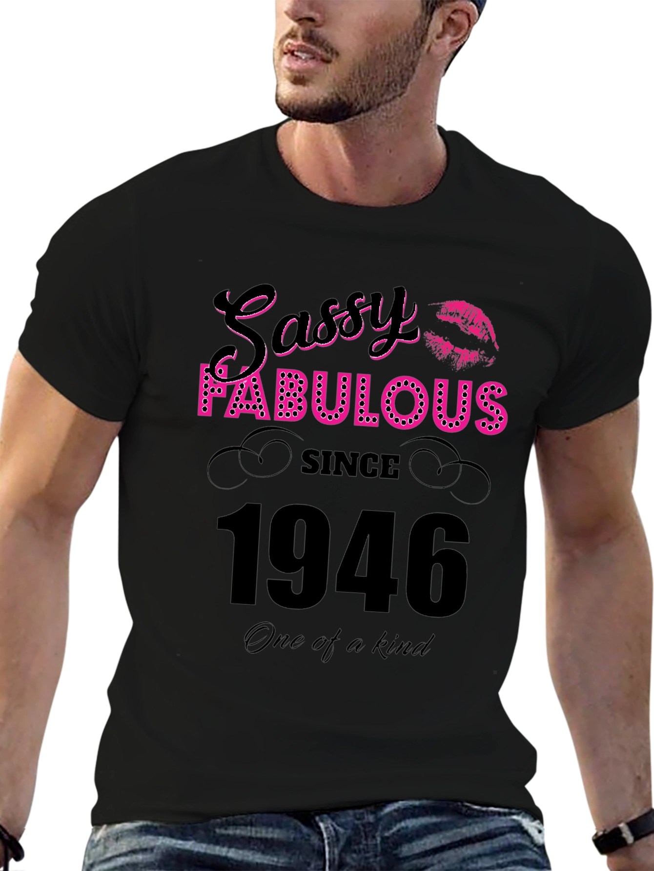 Black Sassy Fabulous Since 1946 Birthday T-Shirt view 6
